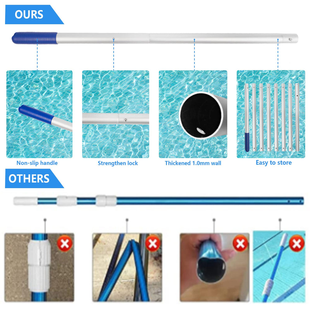 The Poolvio adjustable pole extended to 10 feet