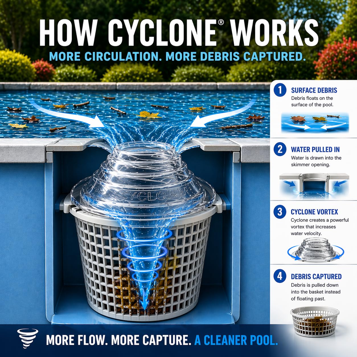 The Skimmie Cyclone adjustable funnel detail