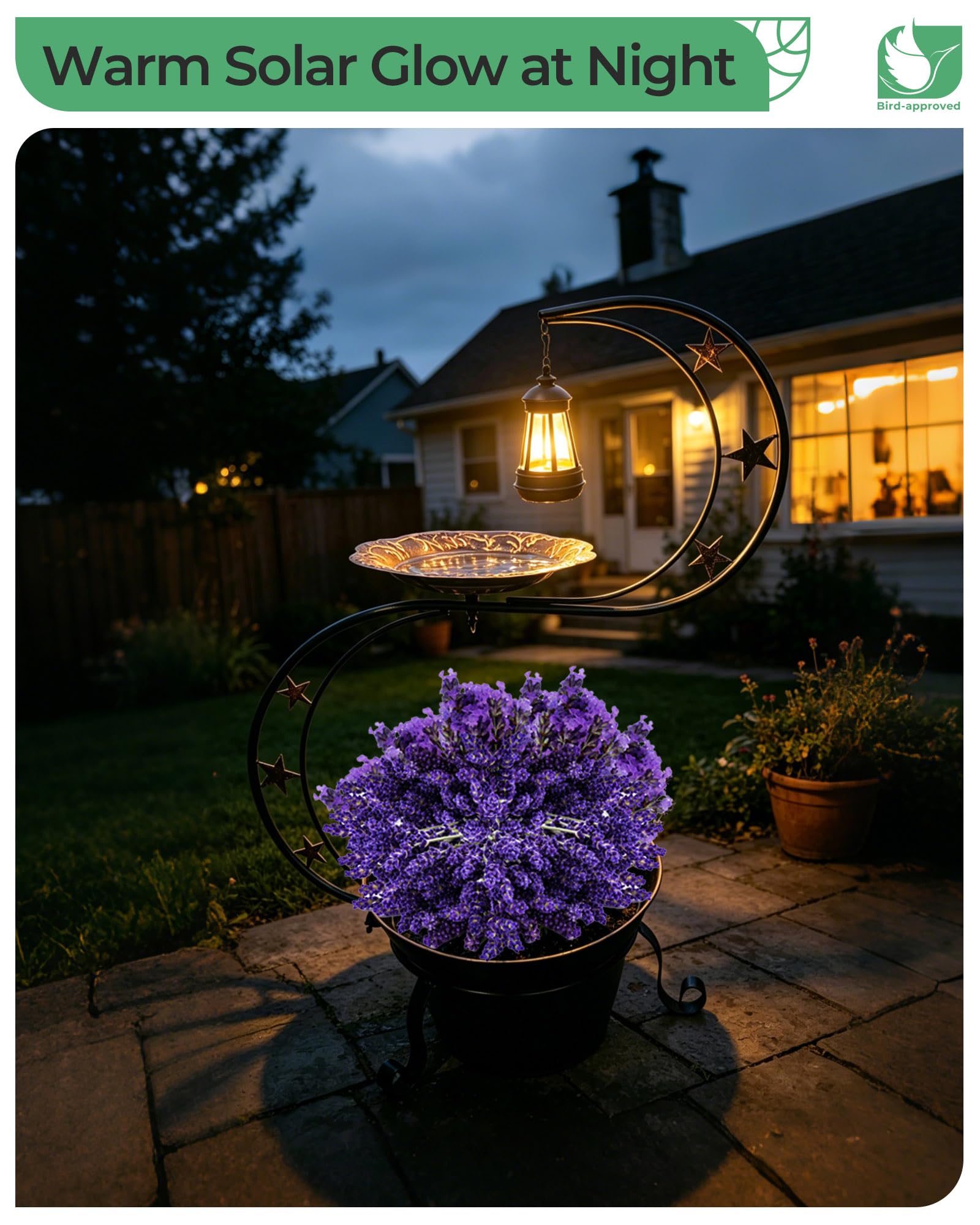 The two-tier design of the OUISJYER bird bath with flower planter