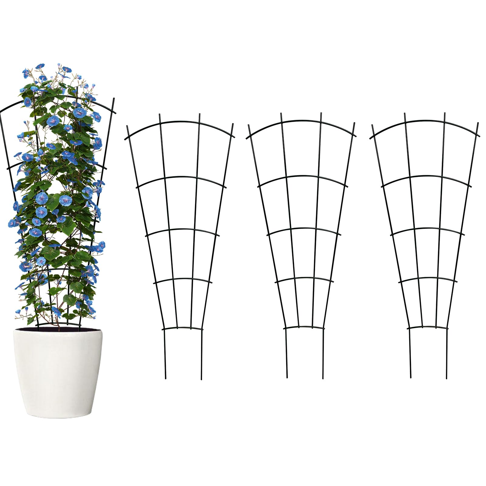 Thealyn 32" metal plant trellis front view, black