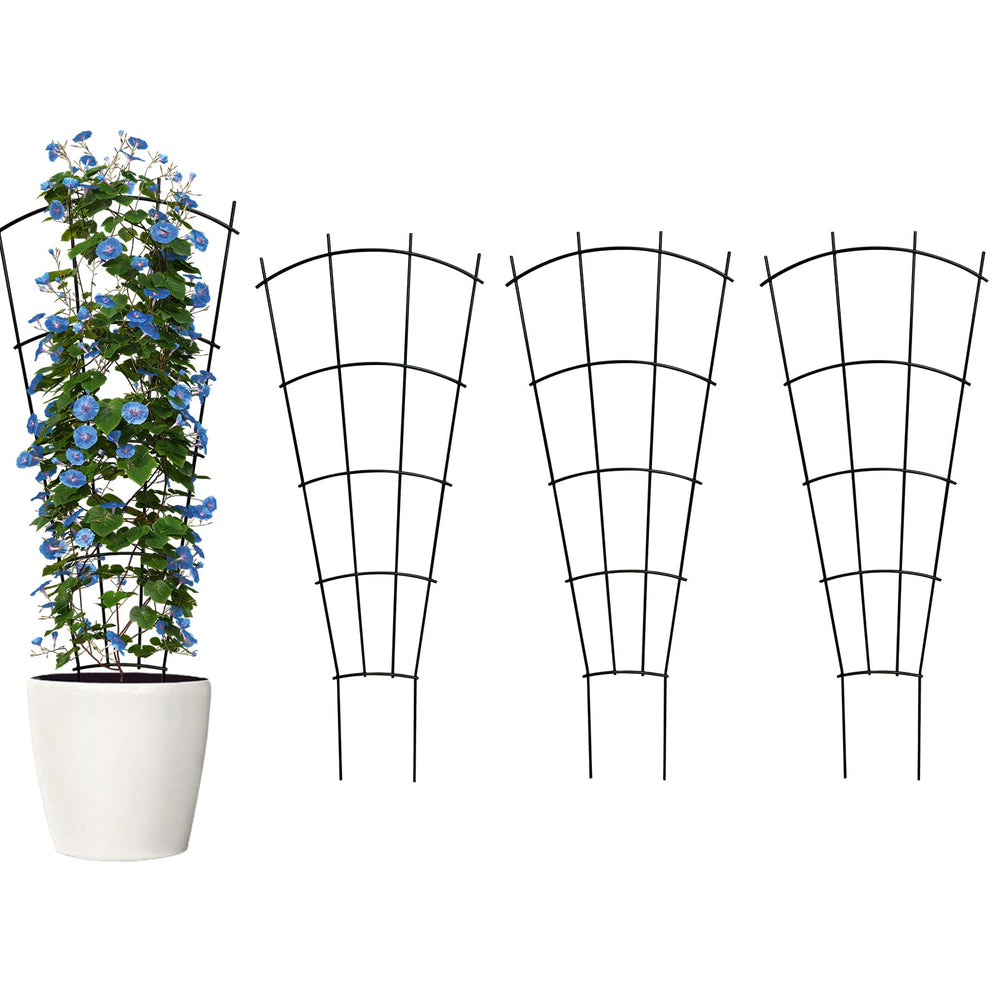 Thealyn 32" metal plant trellis front view, black