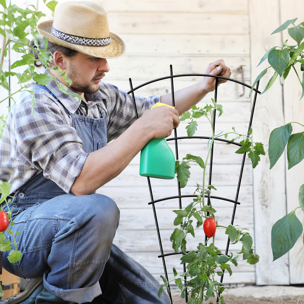 Thealyn 32" metal plant trellis in garden setting