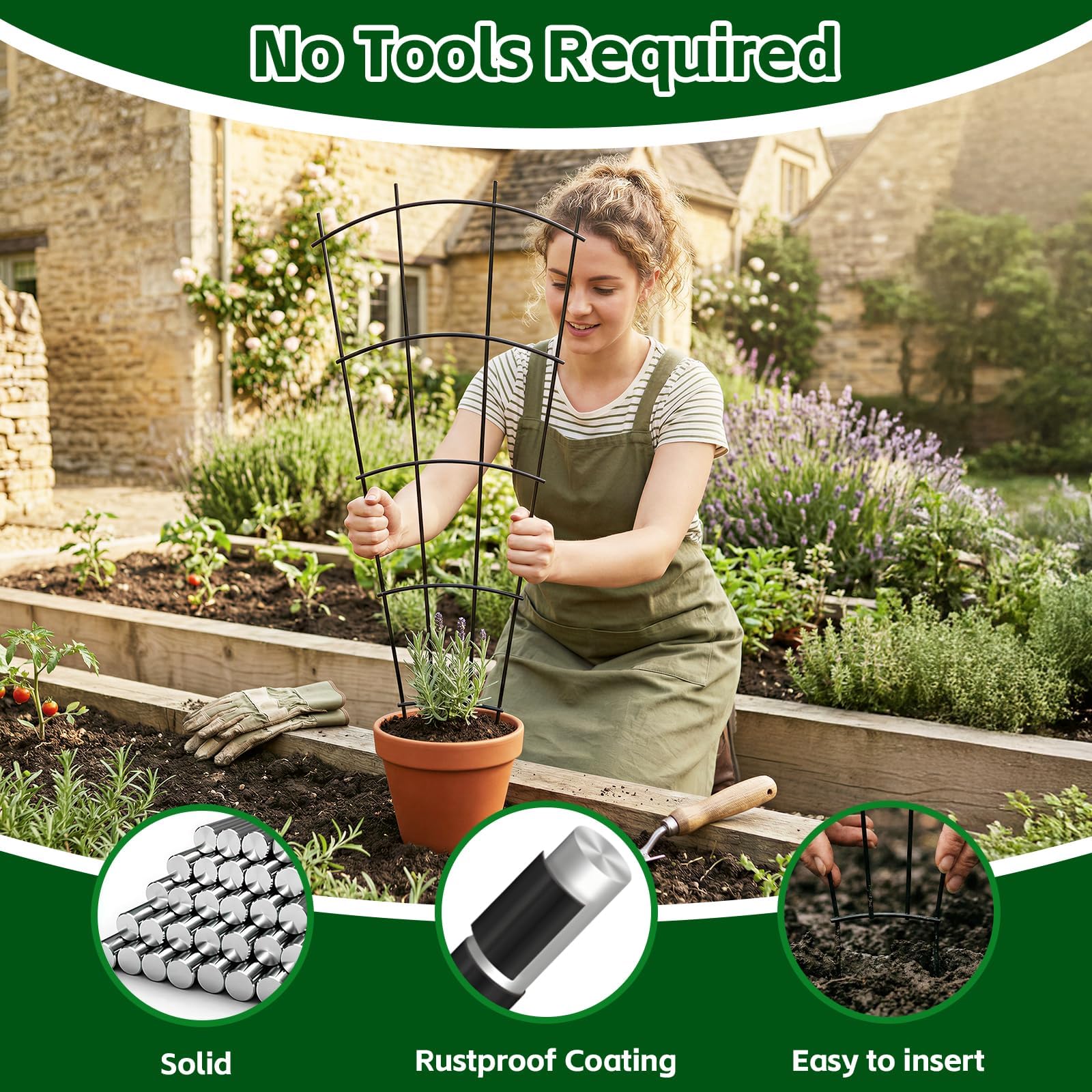 Thealyn 32" metal plant trellis side view, black
