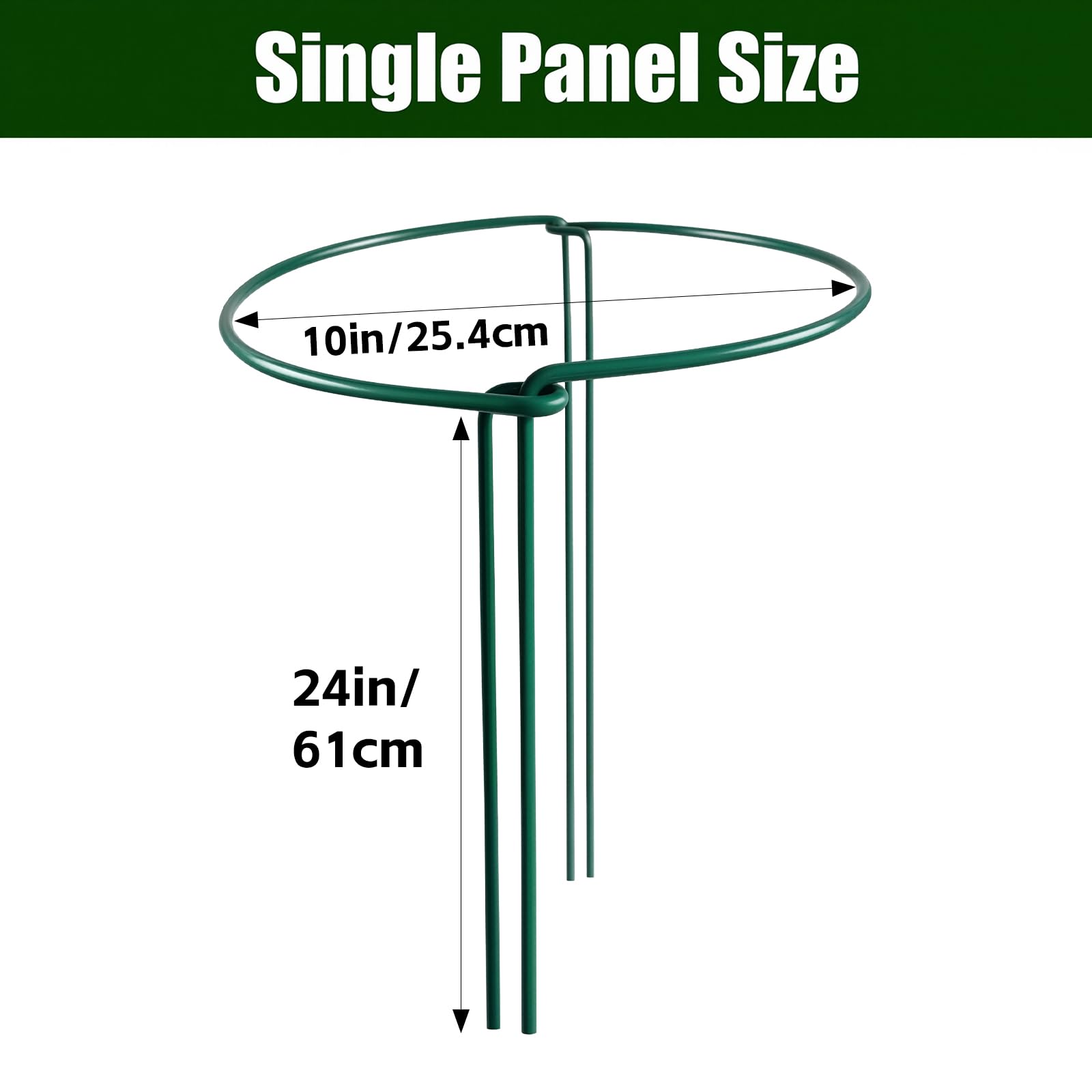 Thealyn plant support stakes with a glossy green finish in a garden setting