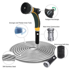 TheFitLife 50 FT stainless steel garden hose with fittings