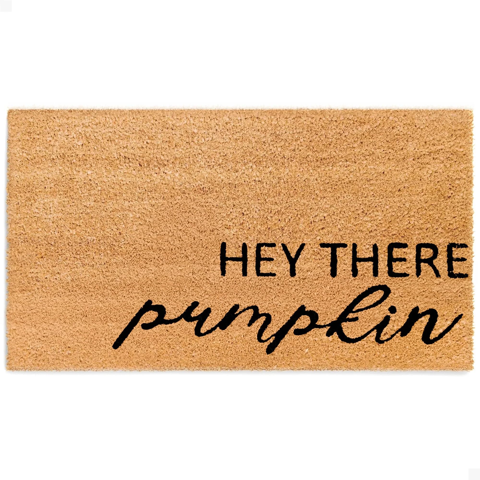 THEODORE MAGNUS Fall Door Mat Hey There Pumpkin front view