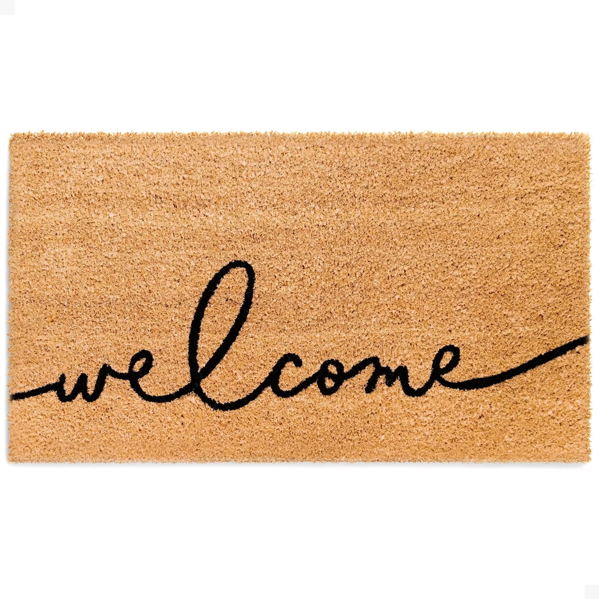 THEODORE MAGNUS Welcome Mat front view with warm greeting script