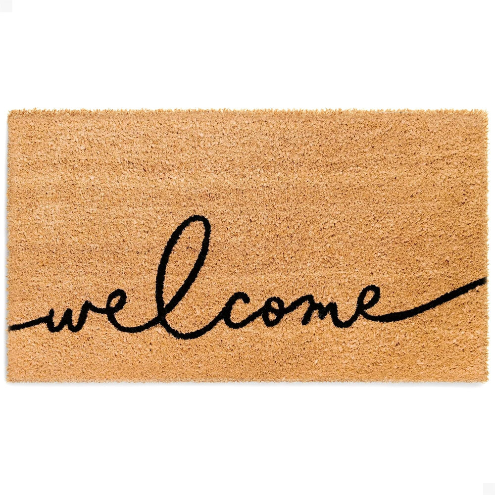THEODORE MAGNUS Welcome Mat front view with warm greeting script