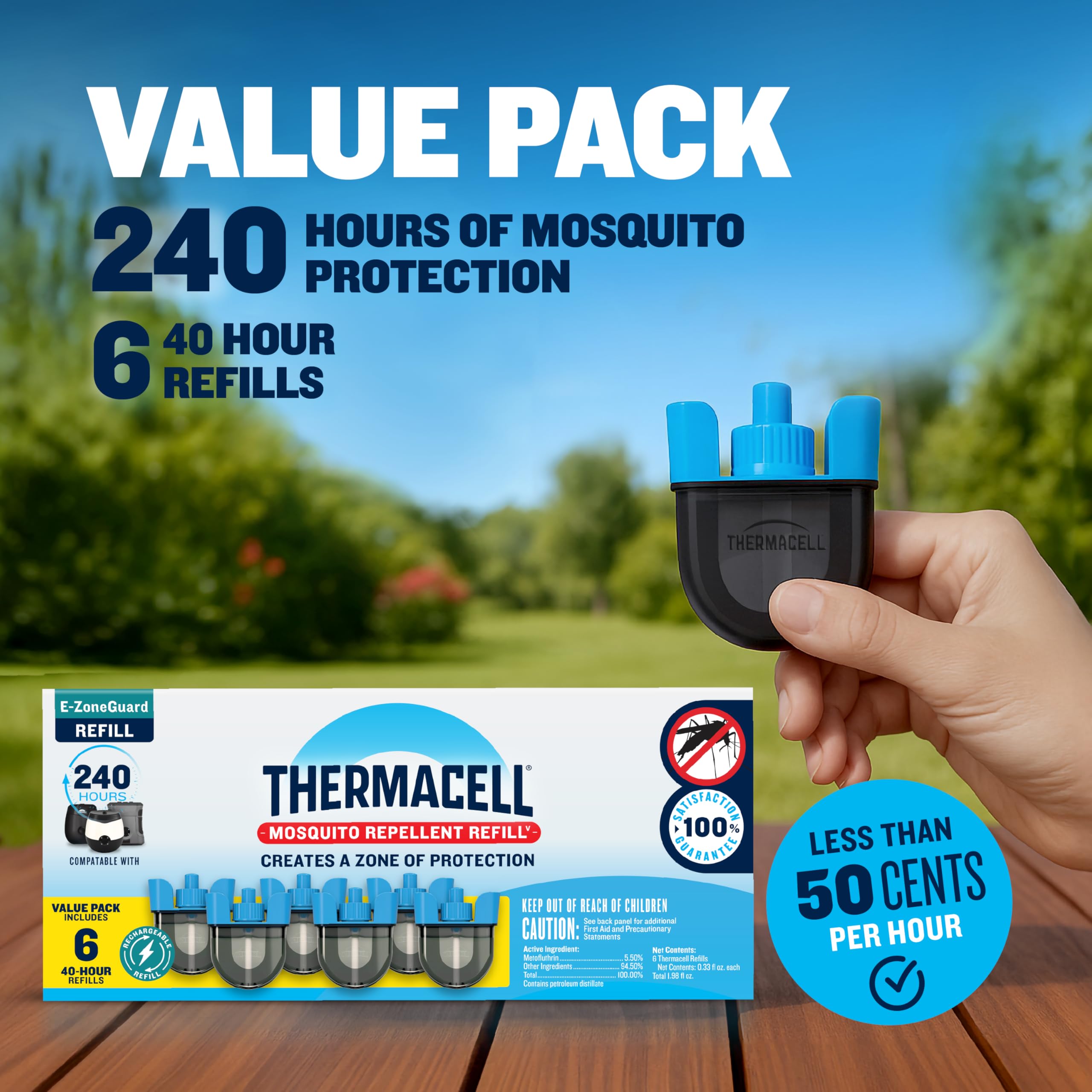 Thermacell cartridge ready for use in garden