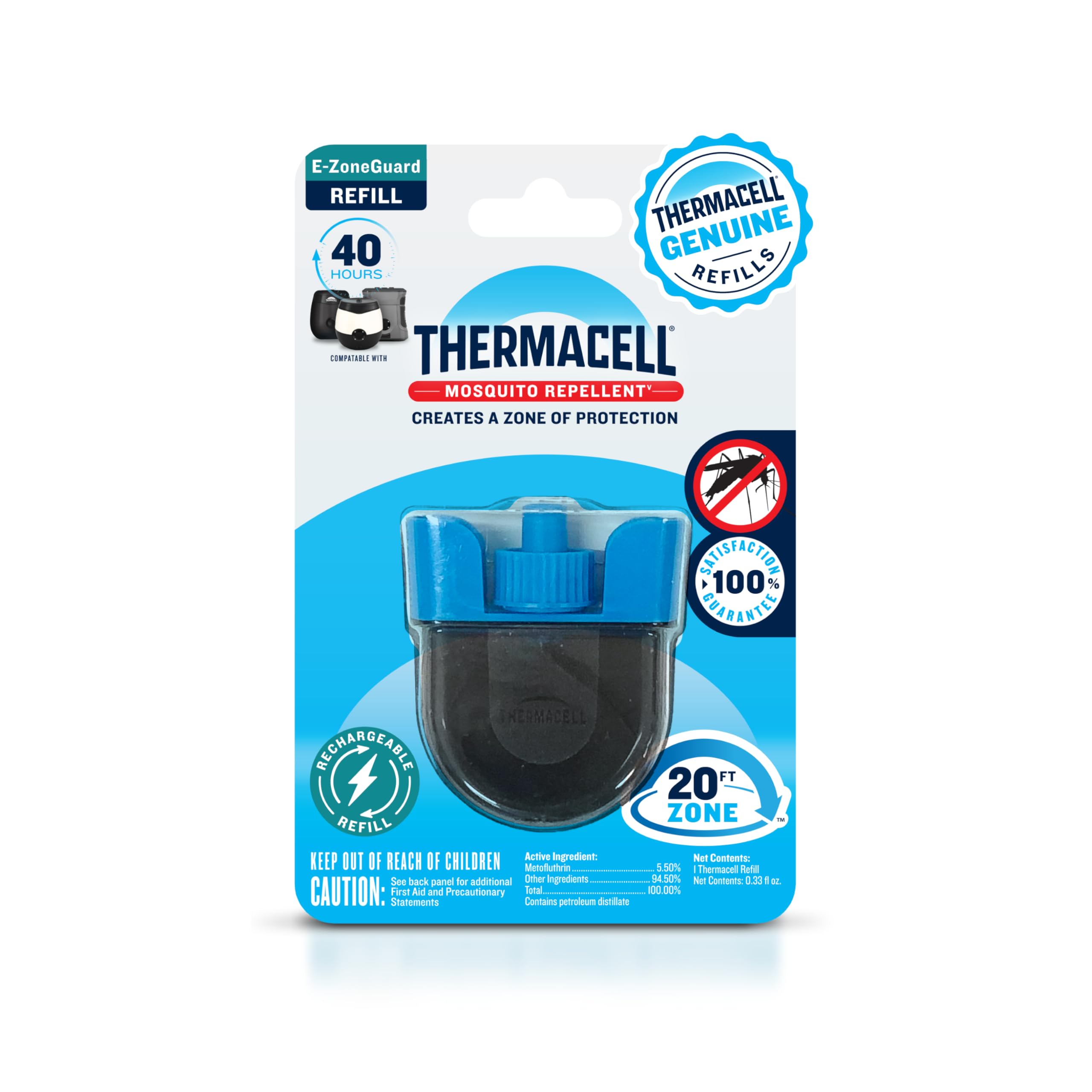 Thermacell E-ZoneGuard Mosquito Repellent Refill gray cartridge front view