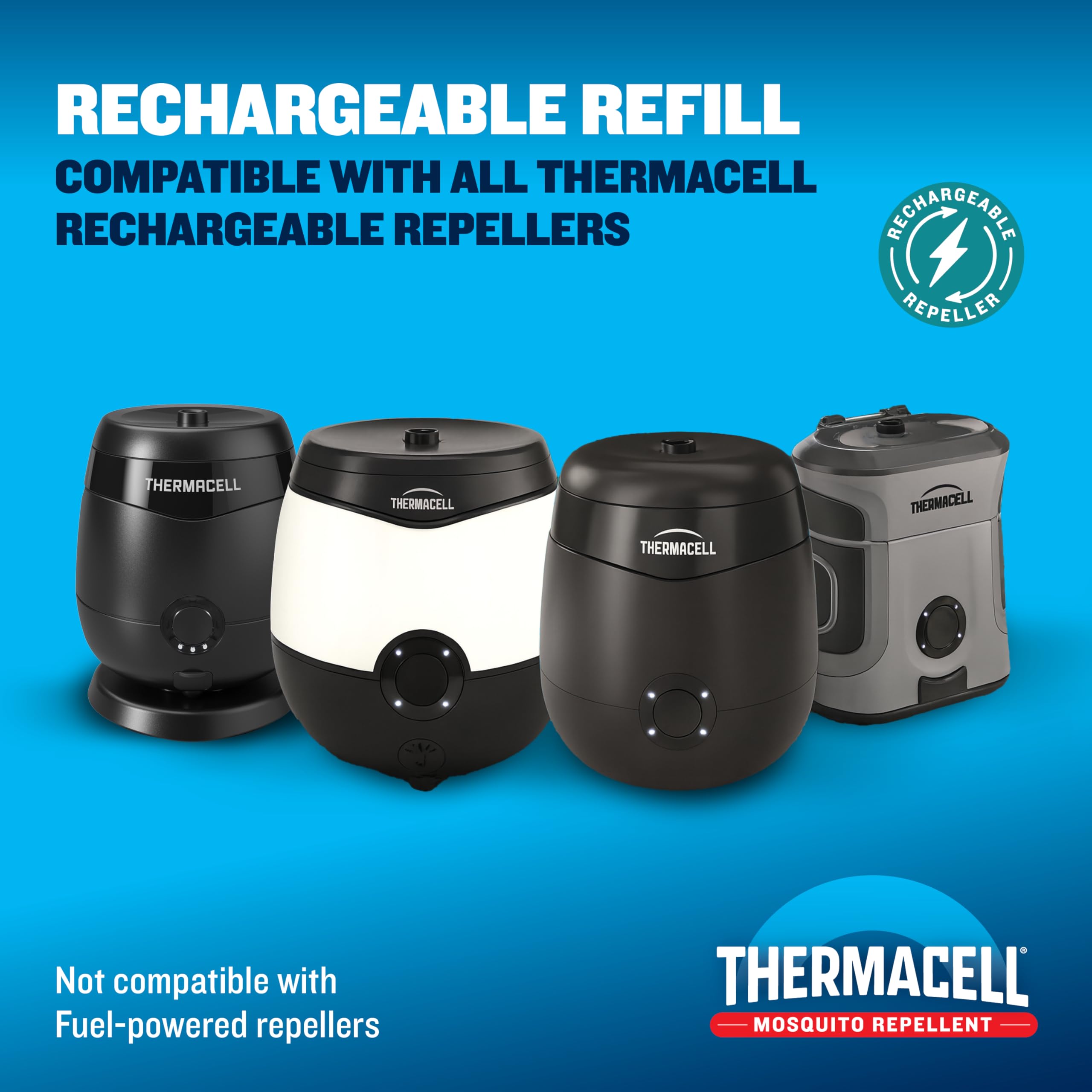 Thermacell refill cartridge showcasing the gray design and liquid form