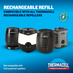 Thermacell refill cartridge showcasing the gray design and liquid form