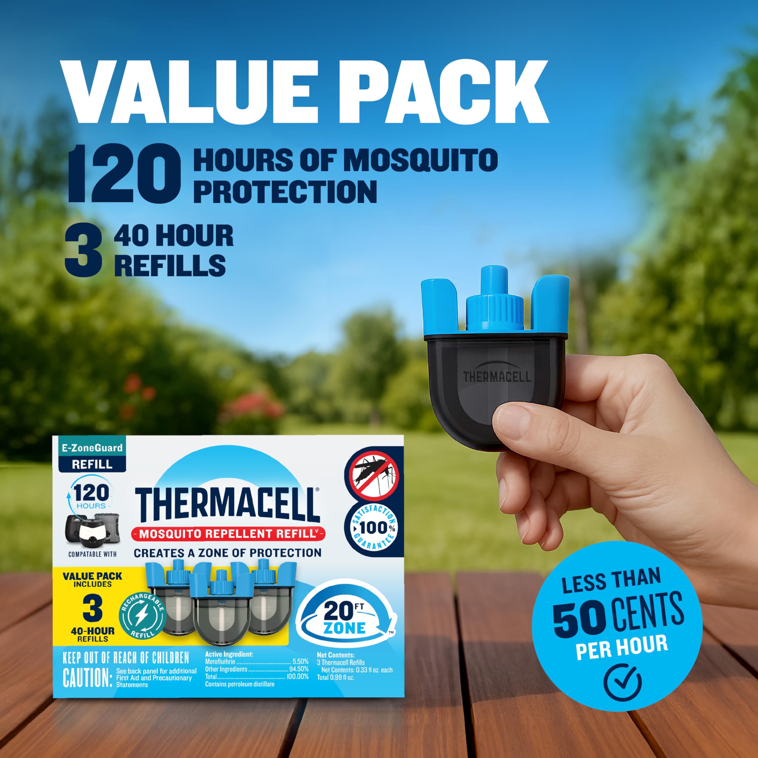 Thermacell refill cartridges being inserted into a repeller