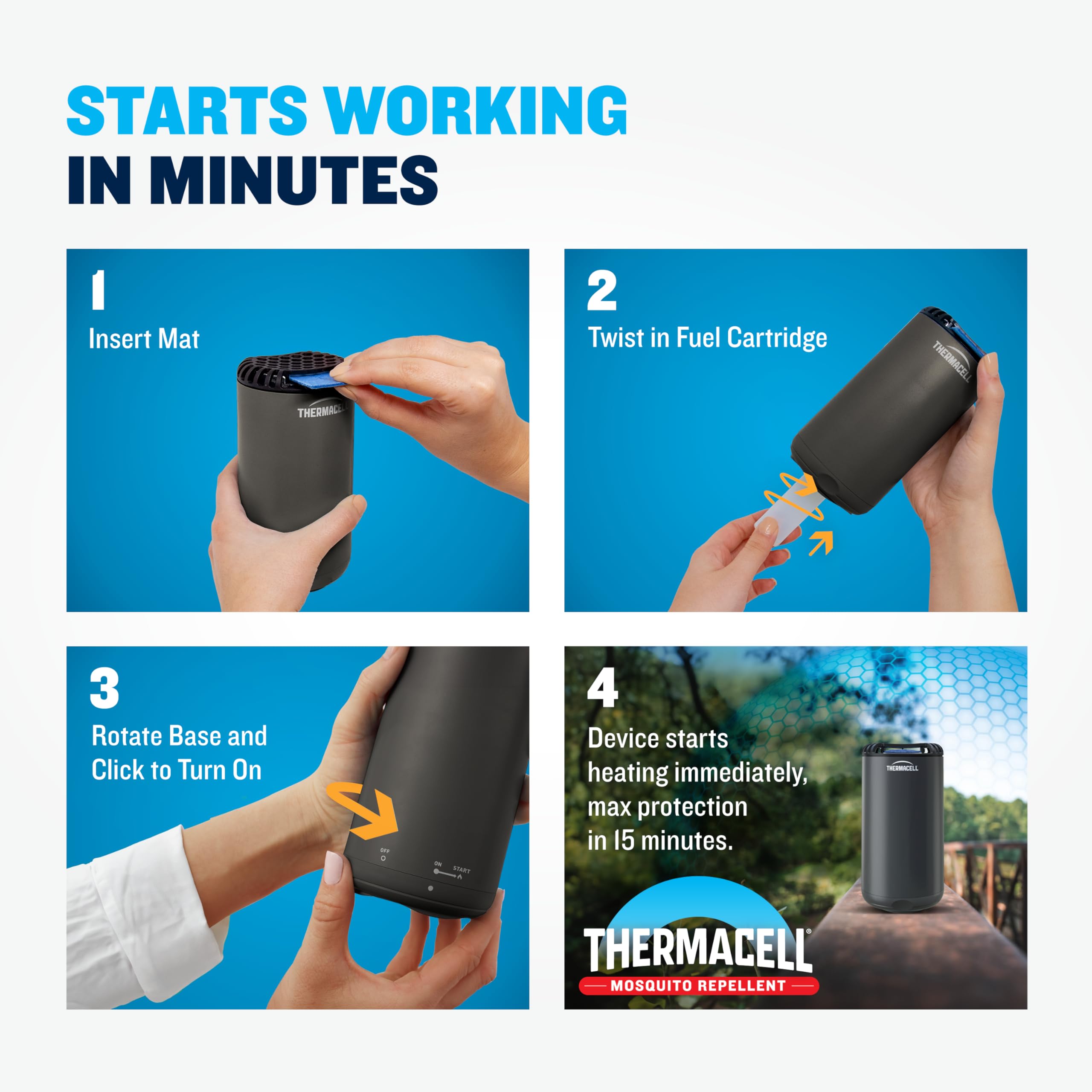 Thermacell repellent mat being installed in a grill