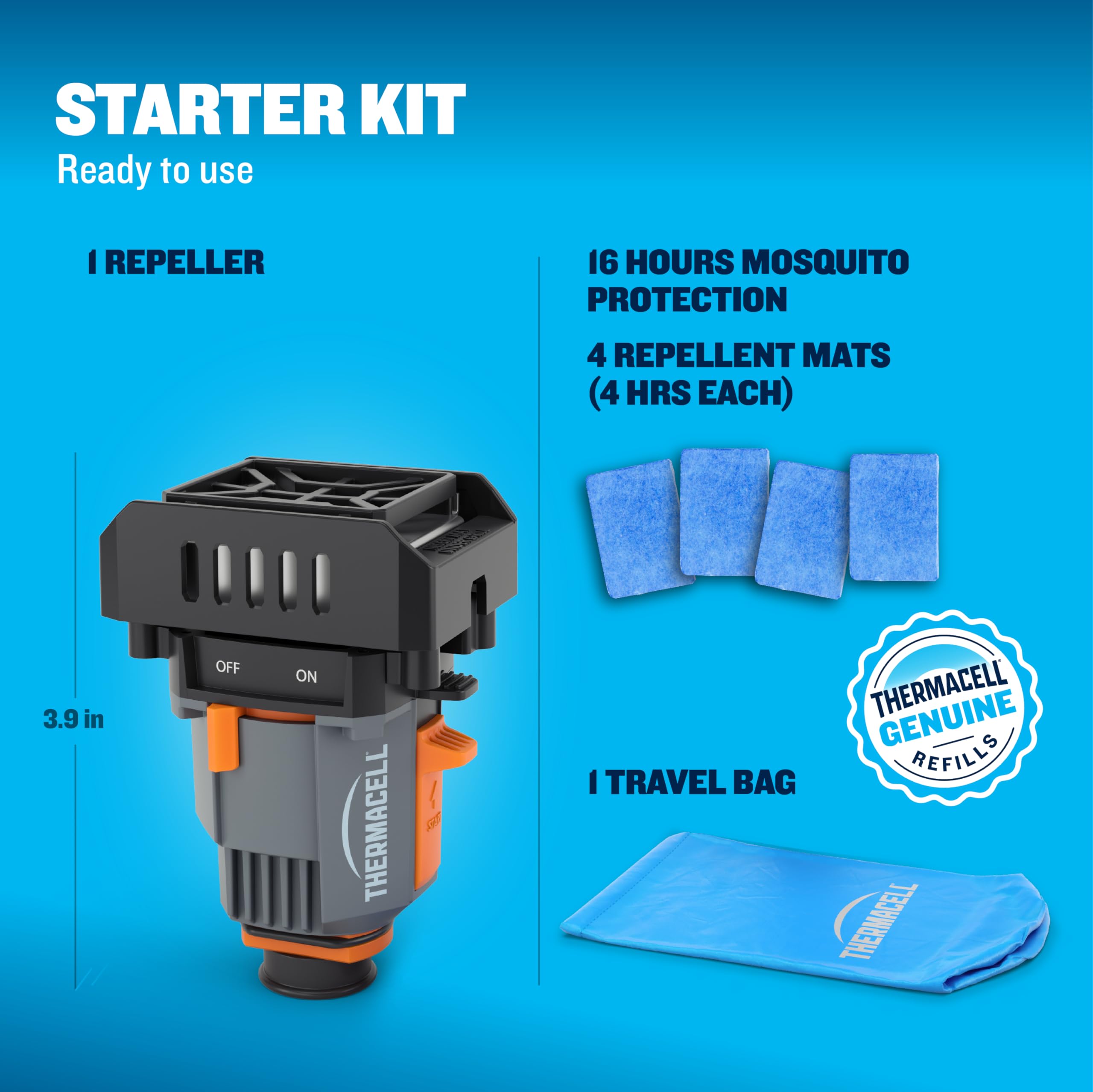 Thermacell repeller alongside outdoor gear for camping