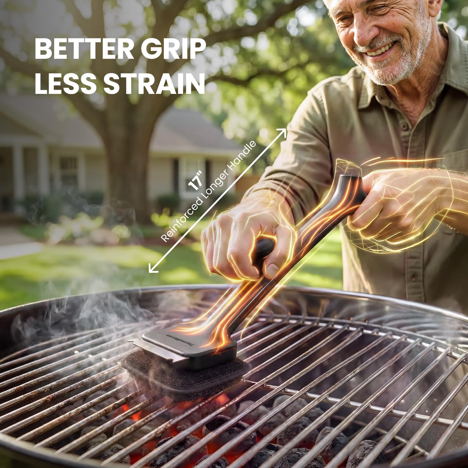 ThermoMaven BBQ Grill Brush with built-in metal scraper