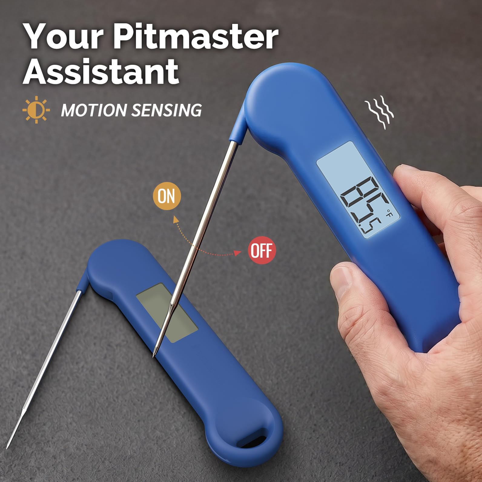 ThermoMonster thermometer with AAA battery and user manual