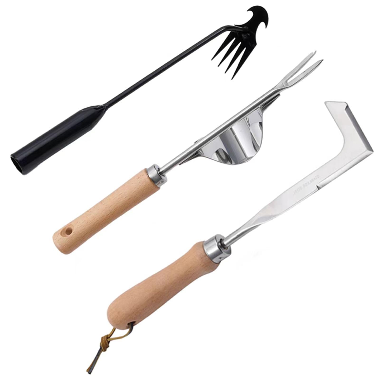 Theuzi 3 Pack Weed Puller Tool Set including L-shaped crack weeder and hand weeder