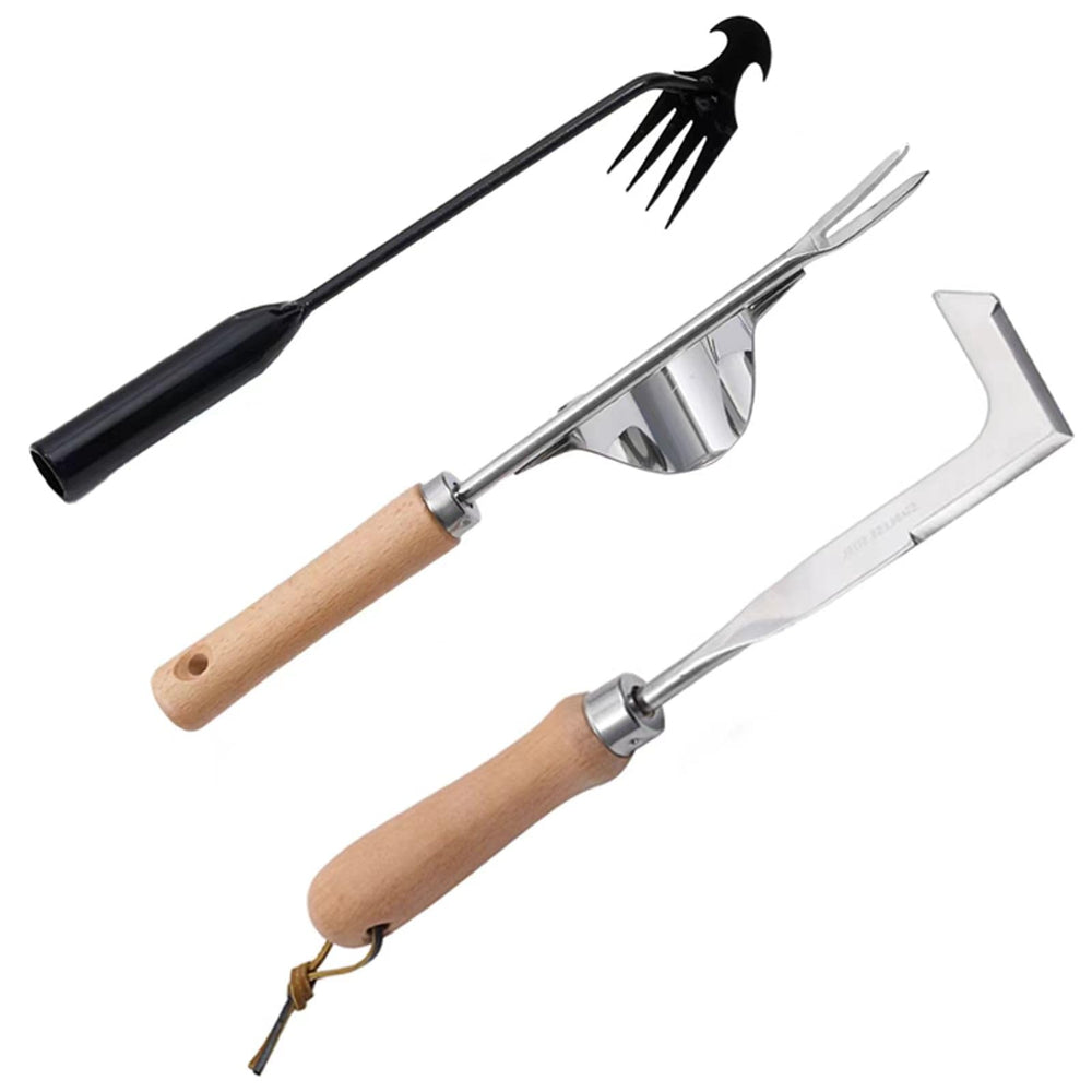 Theuzi 3 Pack Weed Puller Tool Set including L-shaped crack weeder and hand weeder