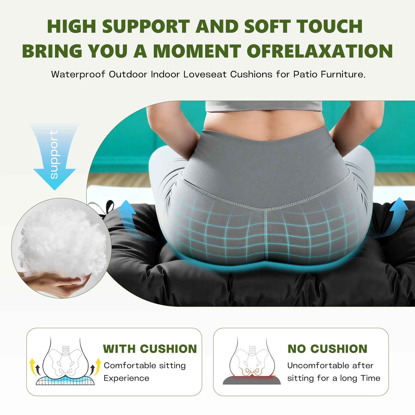 ThinMay wicker cushion set displayed on outdoor furniture