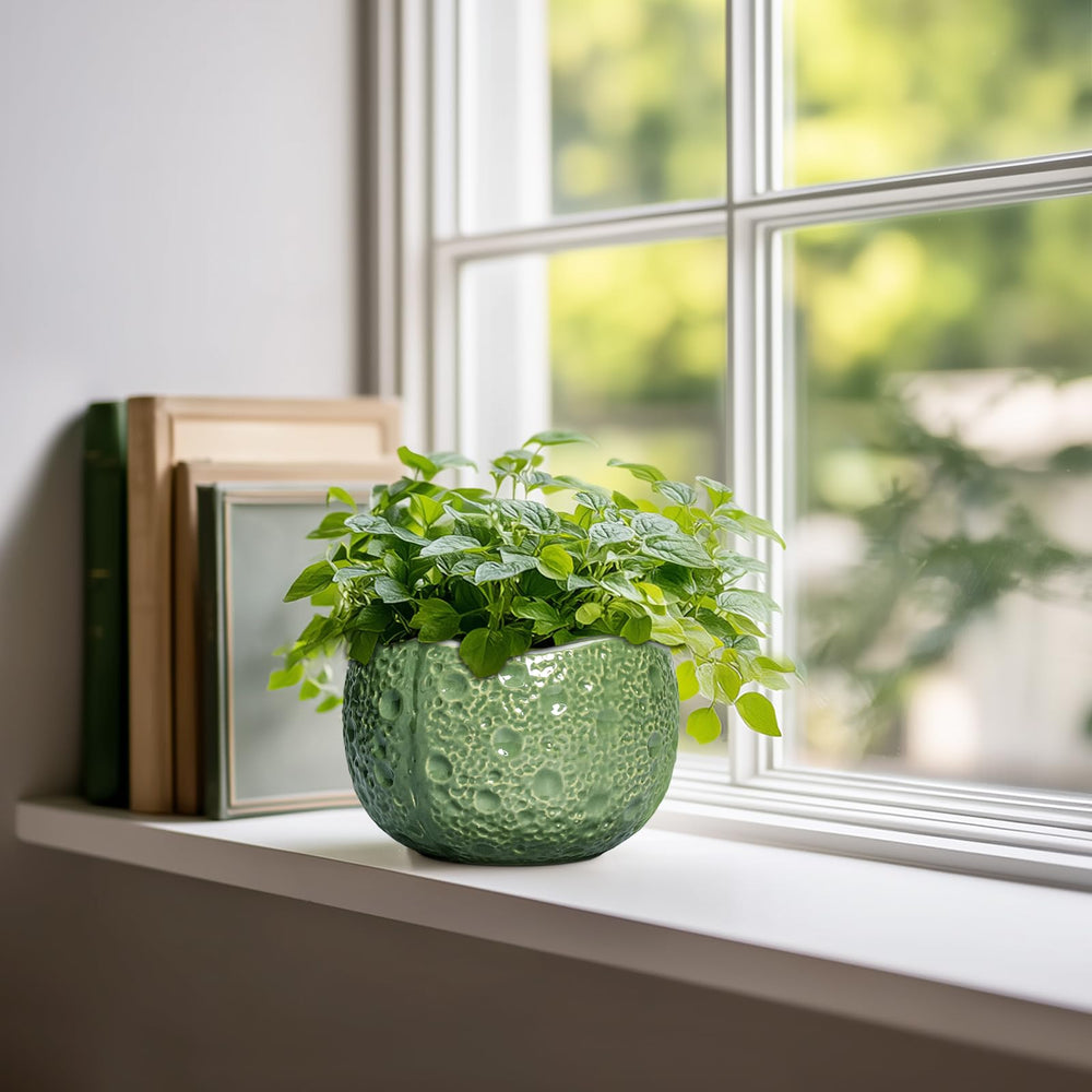 Thirtypot Green Ceramic Flower Pot side view