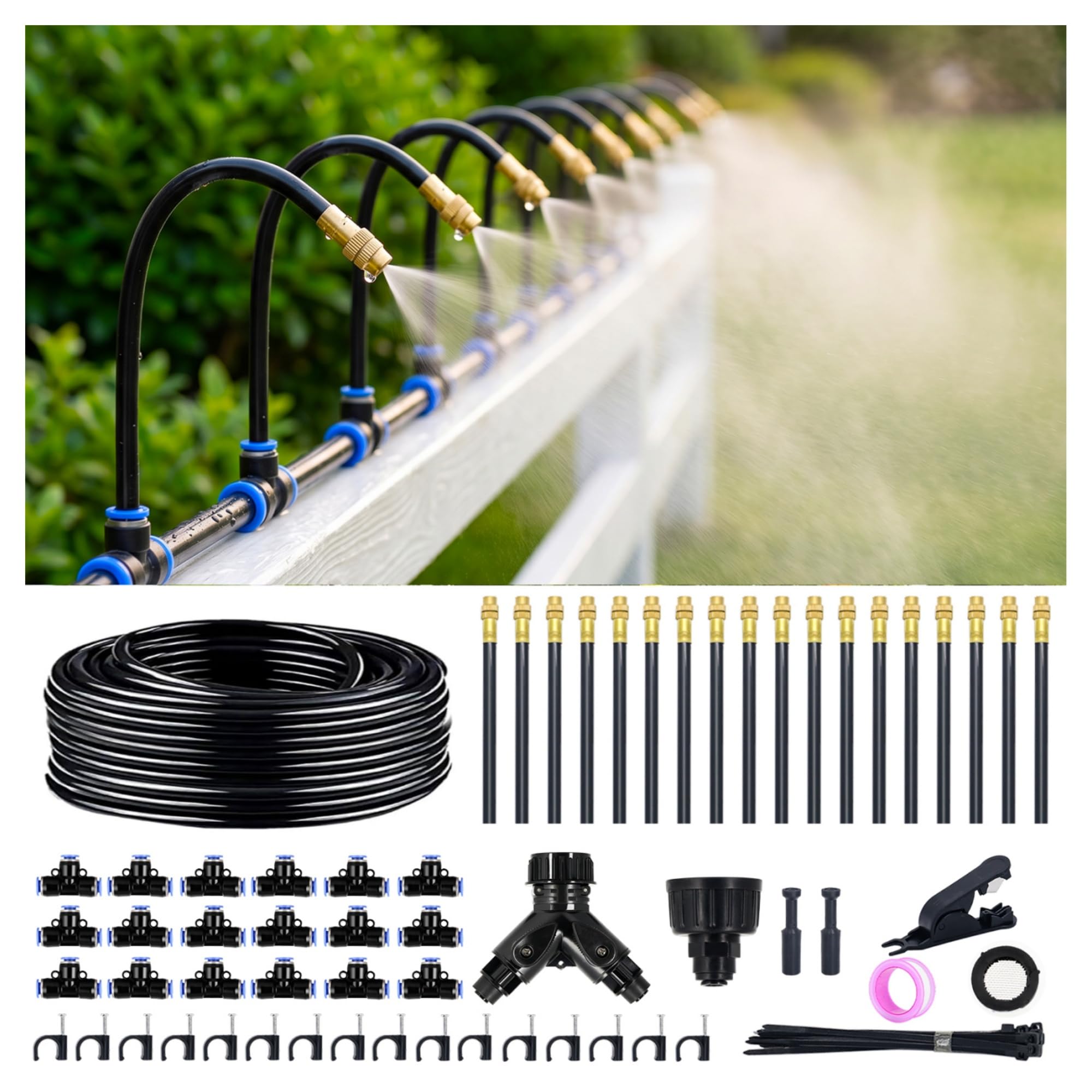 Thiswing 100FT drip irrigation kit with adjustable nozzles