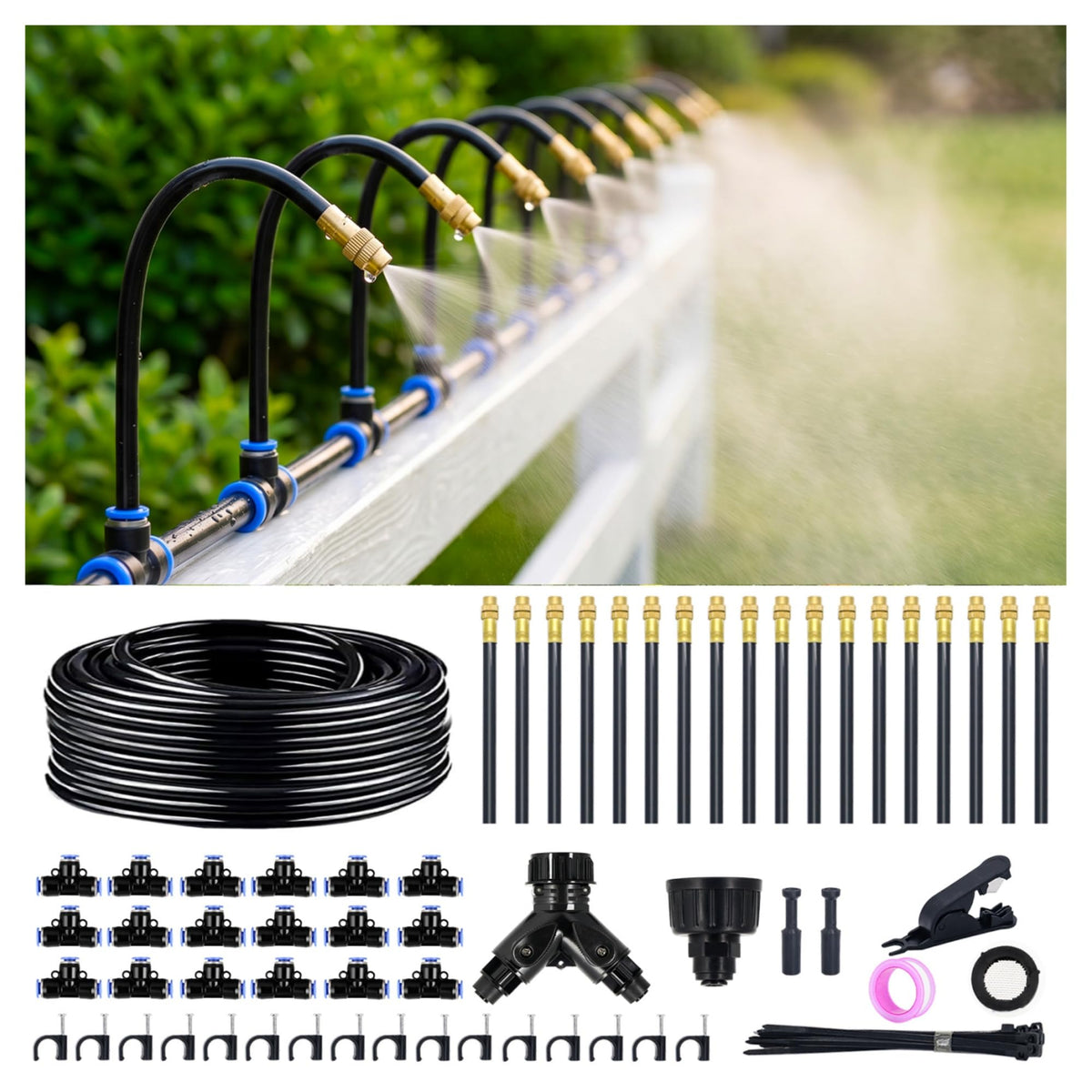 Thiswing 100FT drip irrigation kit with adjustable nozzles