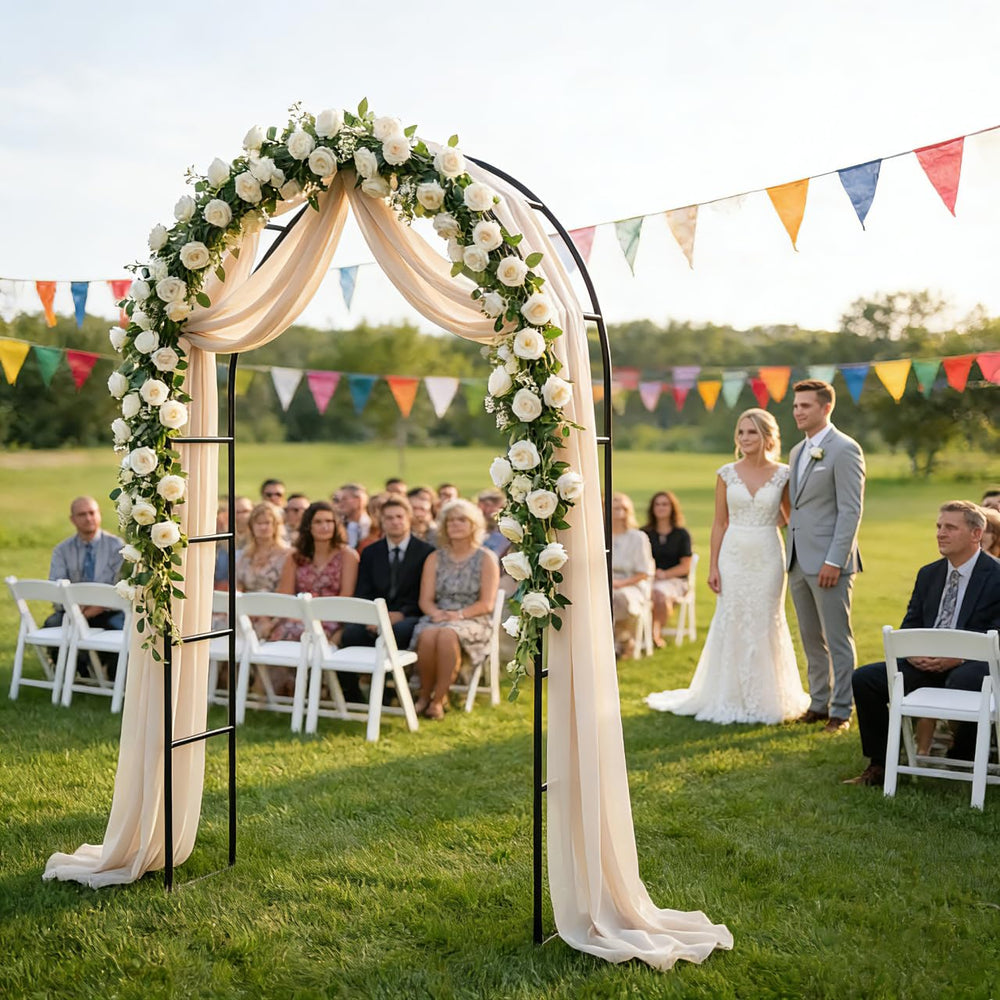 THORISE Metal Pergola Arbor decorated with climbing plants