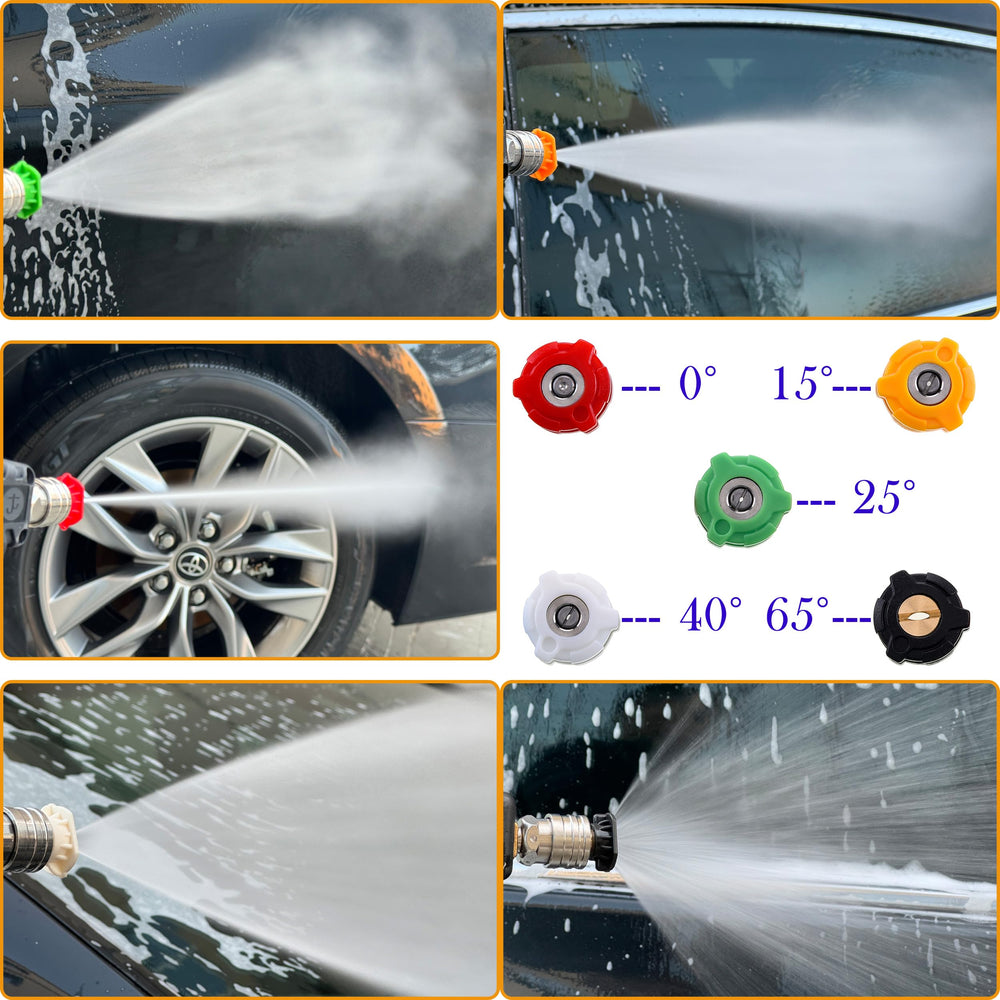 Three fitting adapters included with JOEJET Short Pressure Washer Gun
