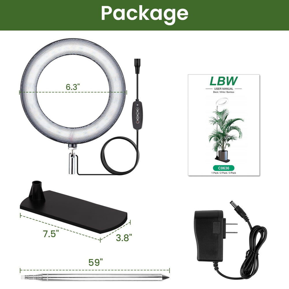 Three LBW grow lights arranged together for display
