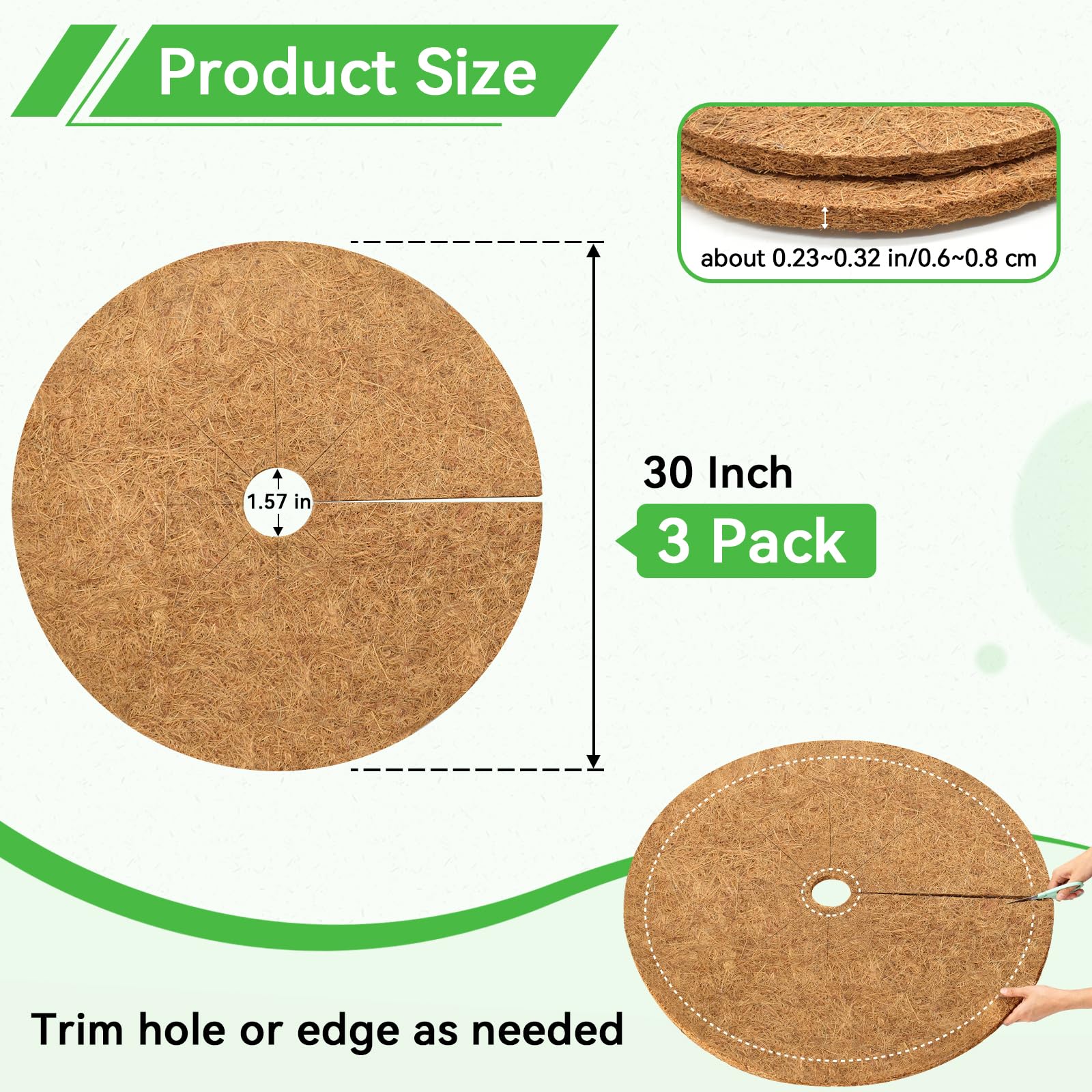 Three pack of ZeeDix Coconut Fiber Mulch Rings