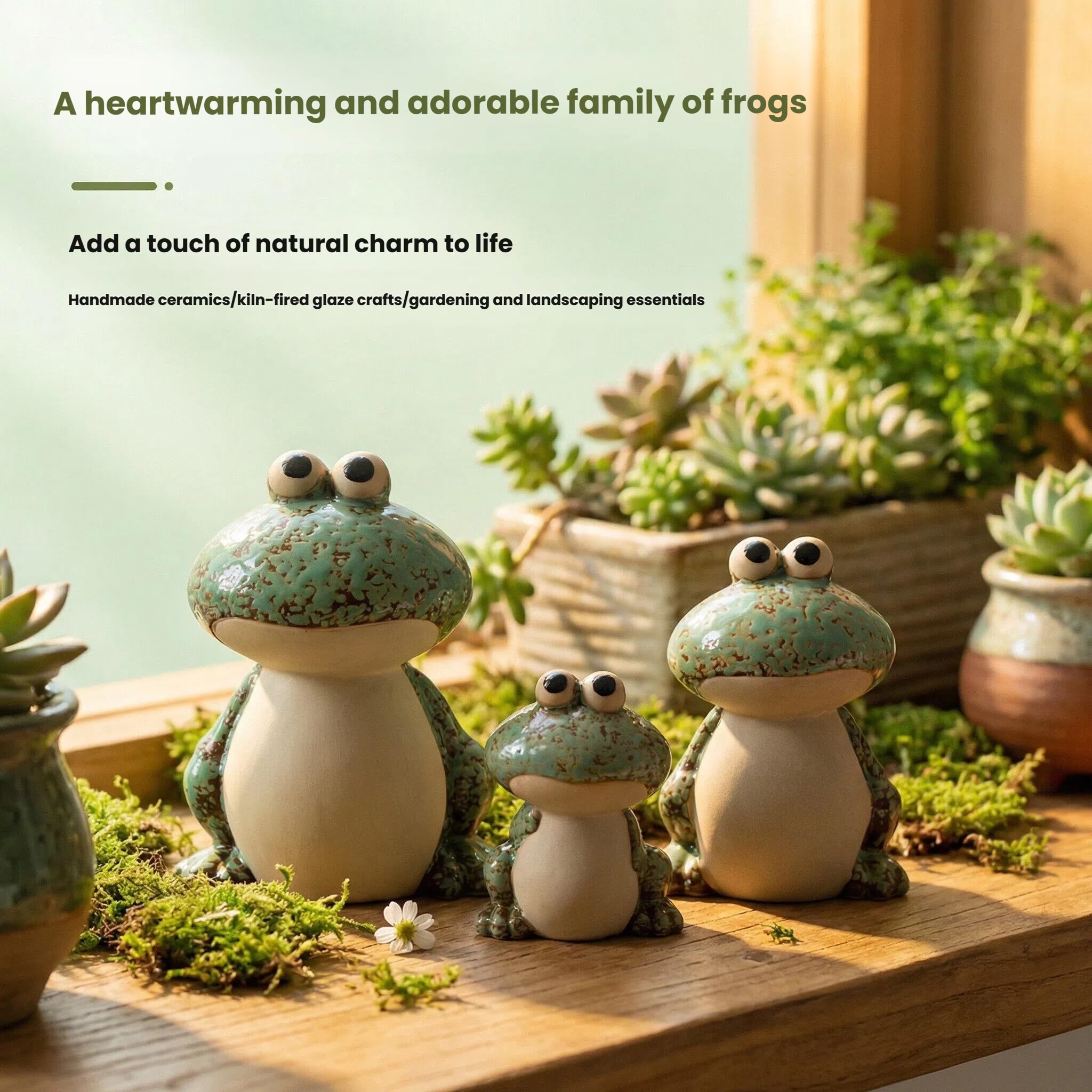 Three-piece Frog Garden Decor Set by KSZNZB on patio