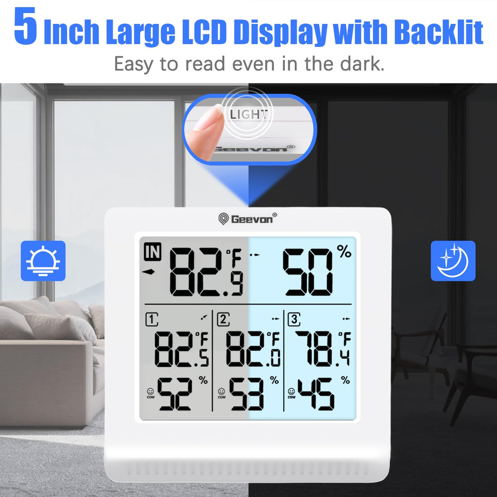 Three remote outdoor sensors included with Geevon thermometer