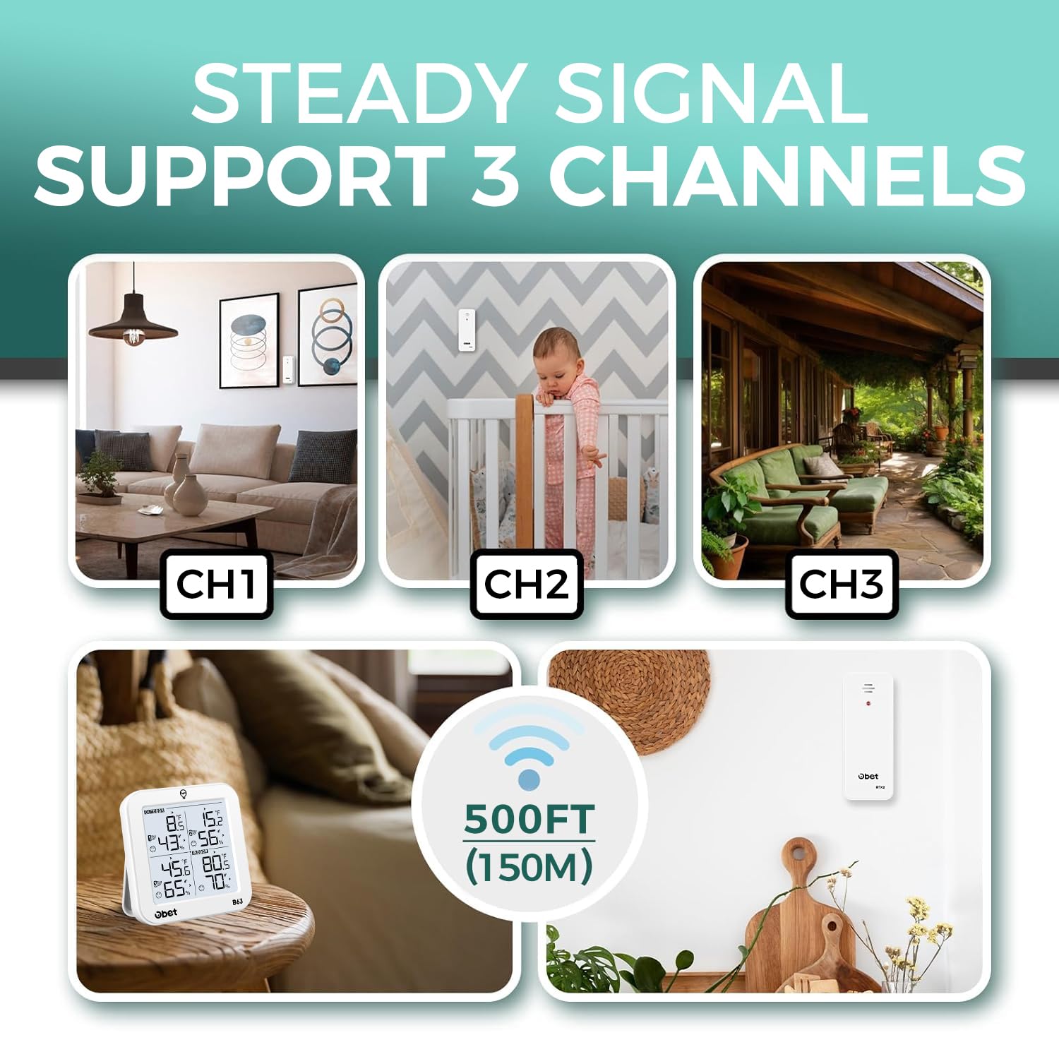 Three sensors included with OBET Wireless Thermometer