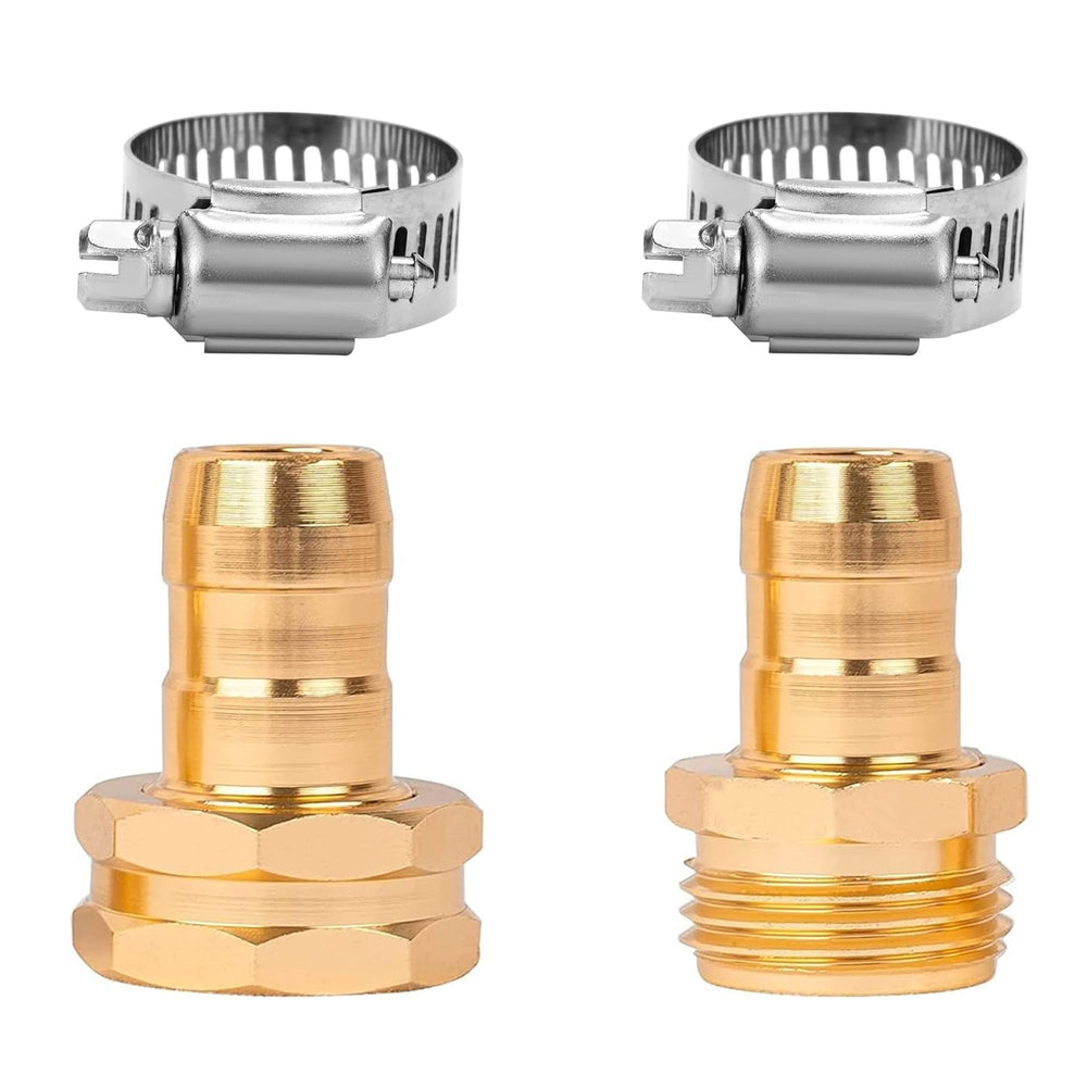 Three sets of LIULO TOOL garden hose repair connectors arranged
