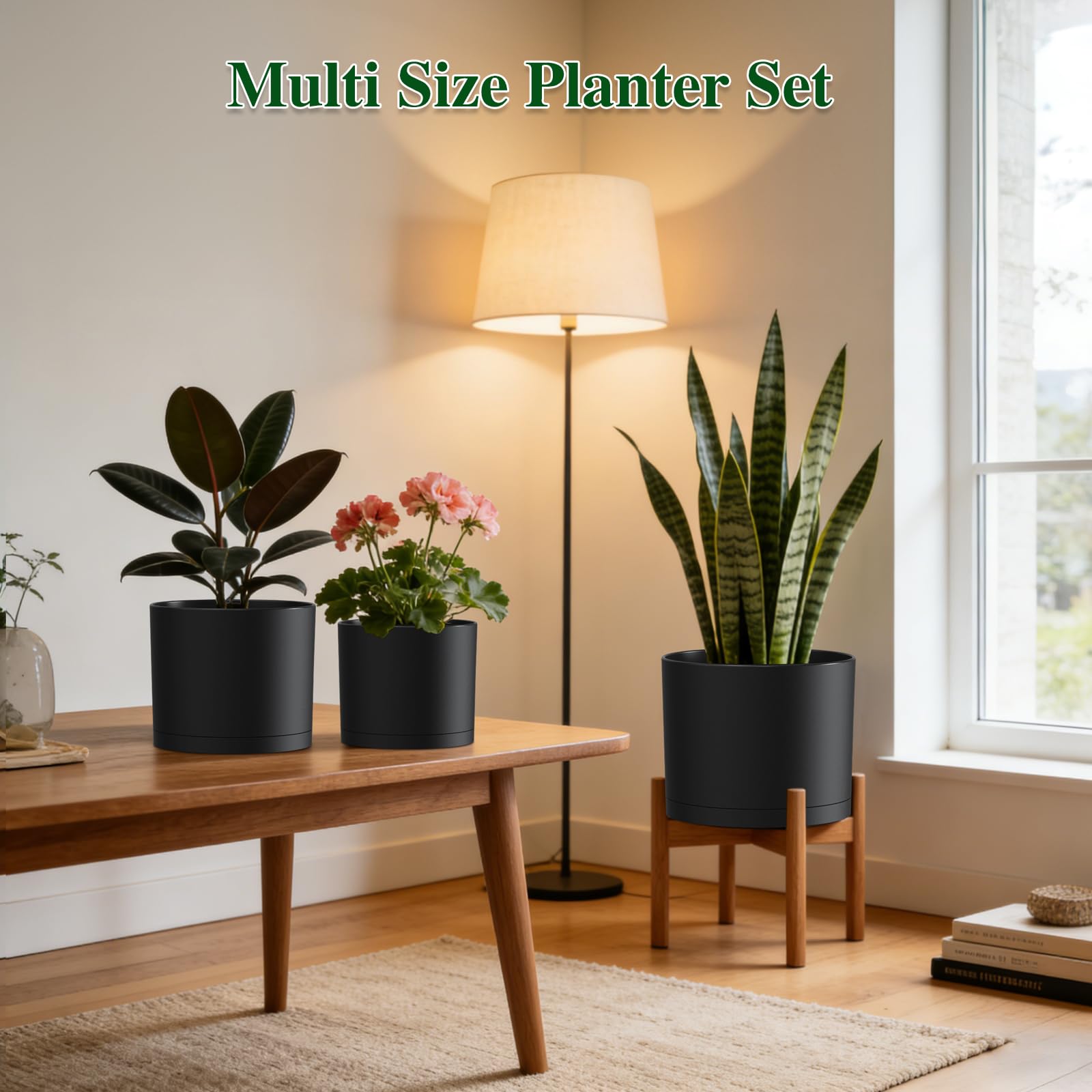 Three sizes of KUGAZ plant pots displayed together