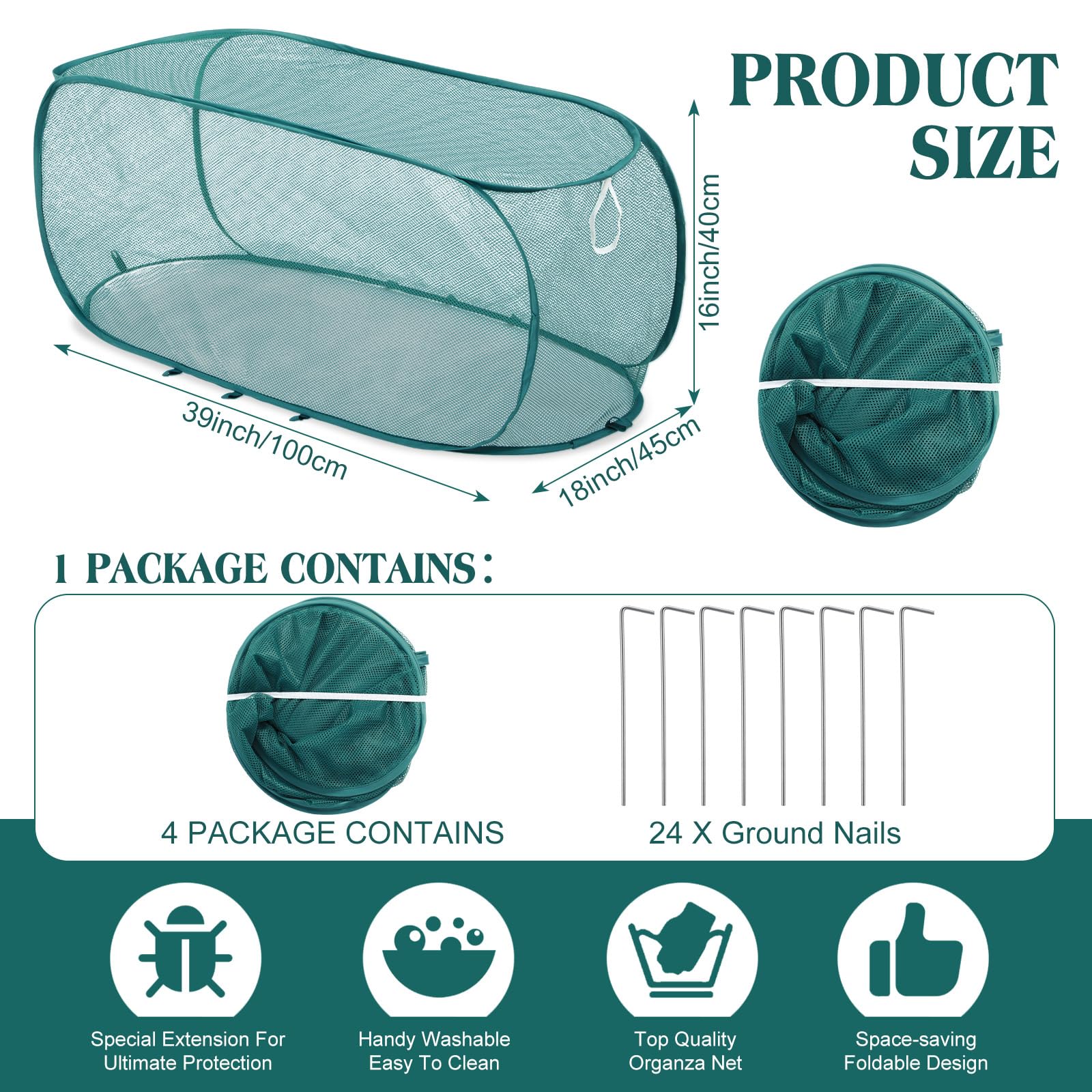 Threehoney Dark Green Garden Mesh Plant Cover with stakes