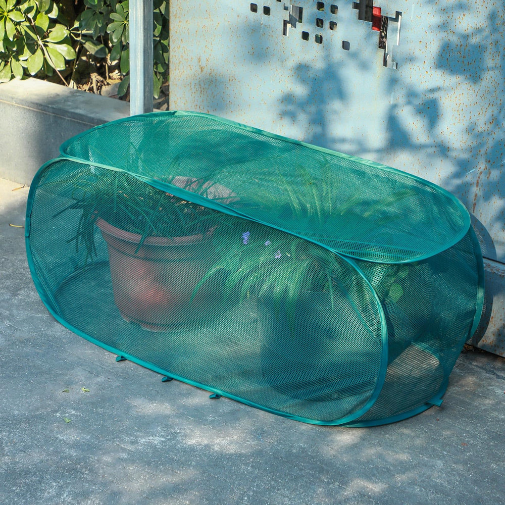 Threehoney Pop Up Garden Cover with installed stakes