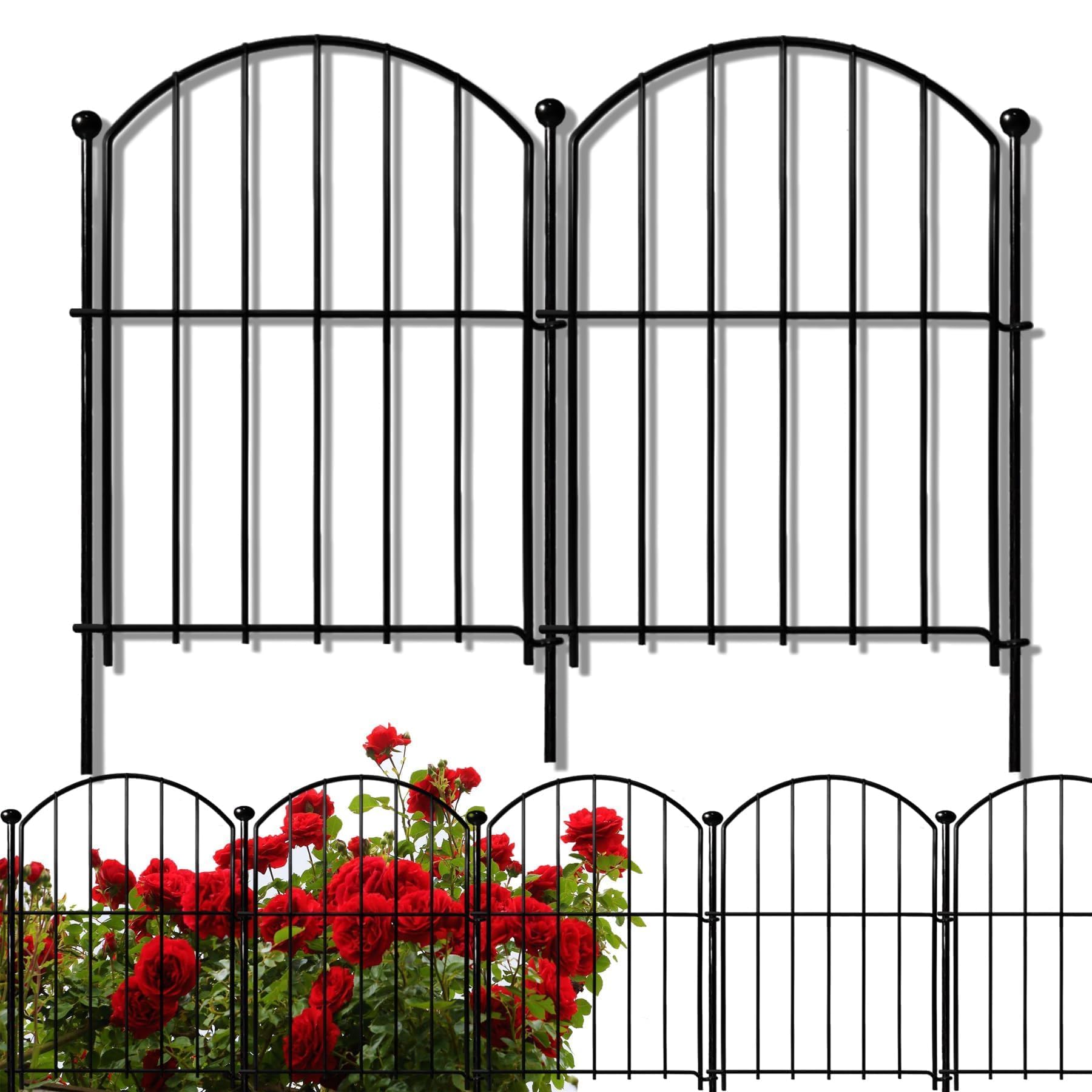 Thrivinest Decorative Garden Fence black arched design front view