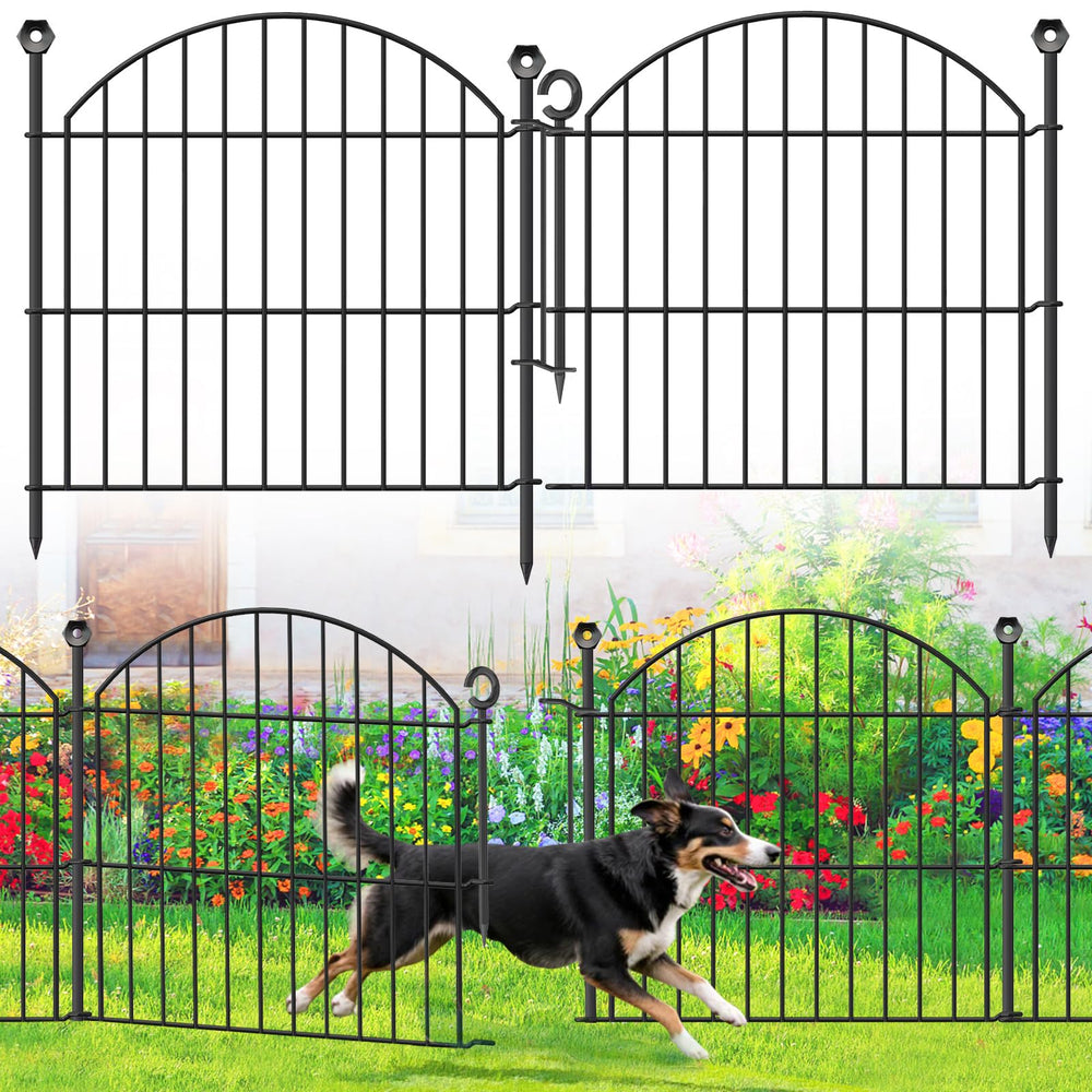 Thrivinest Decorative Garden Fence front view, black arched design