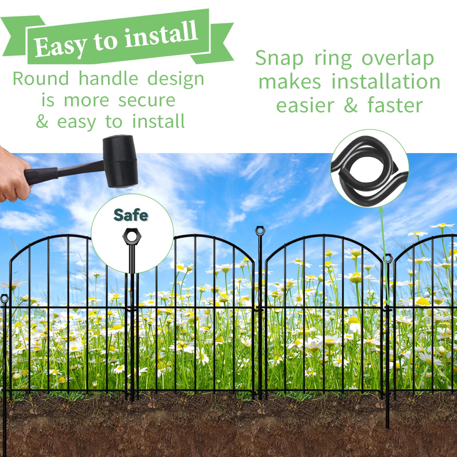 Thrivinest Decorative Garden Fence in a flower bed setting