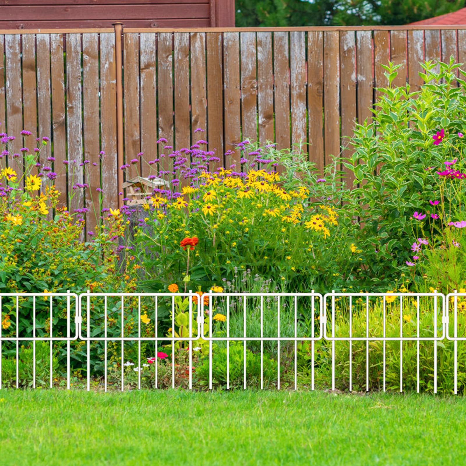 Thrivinest fence in a garden setting, improving outdoor decor