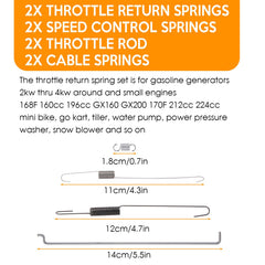 Throttle spring compatibility chart for Honda and Briggs engines