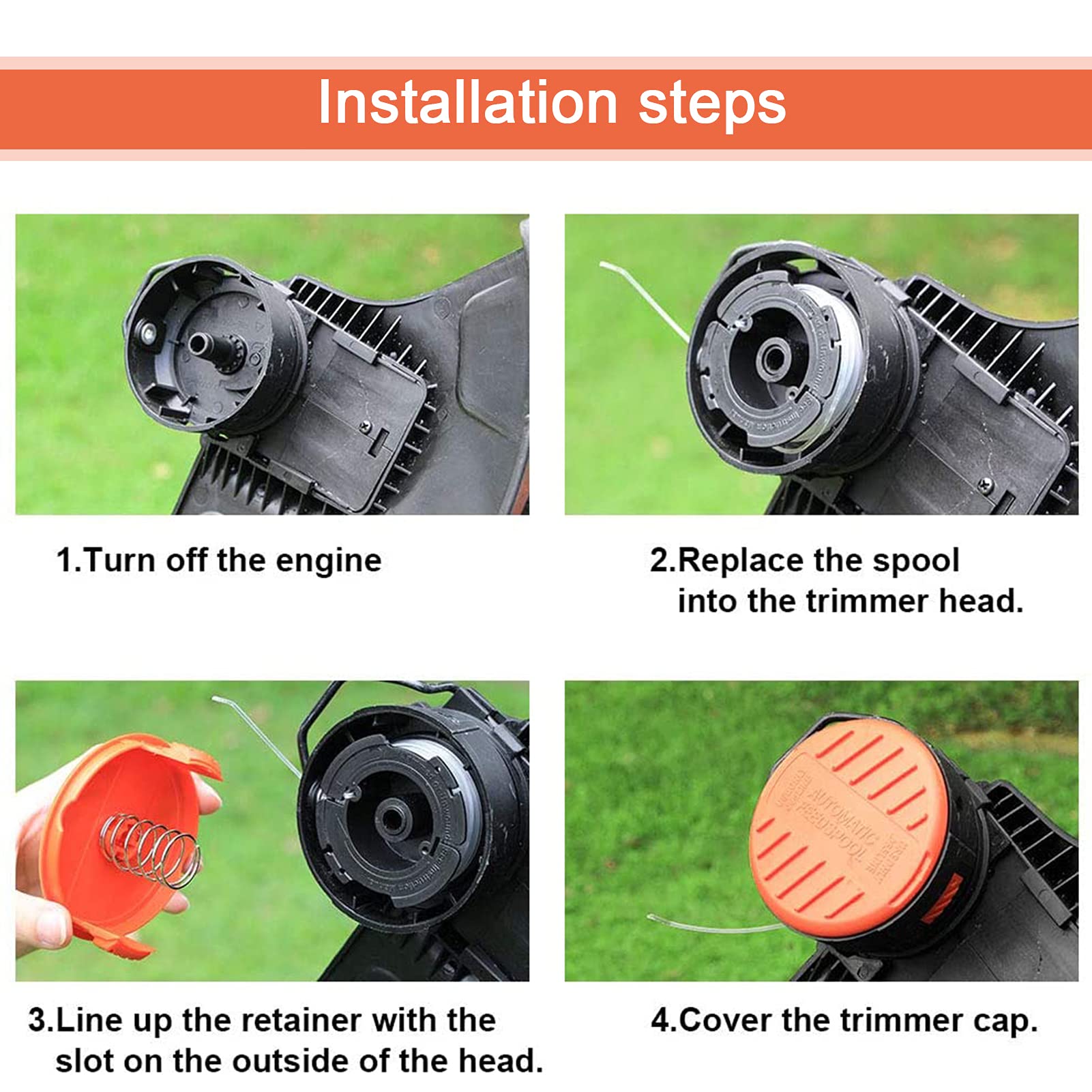 THTEN RC-100-P Spool Cap Spring with Black+Decker trimmer