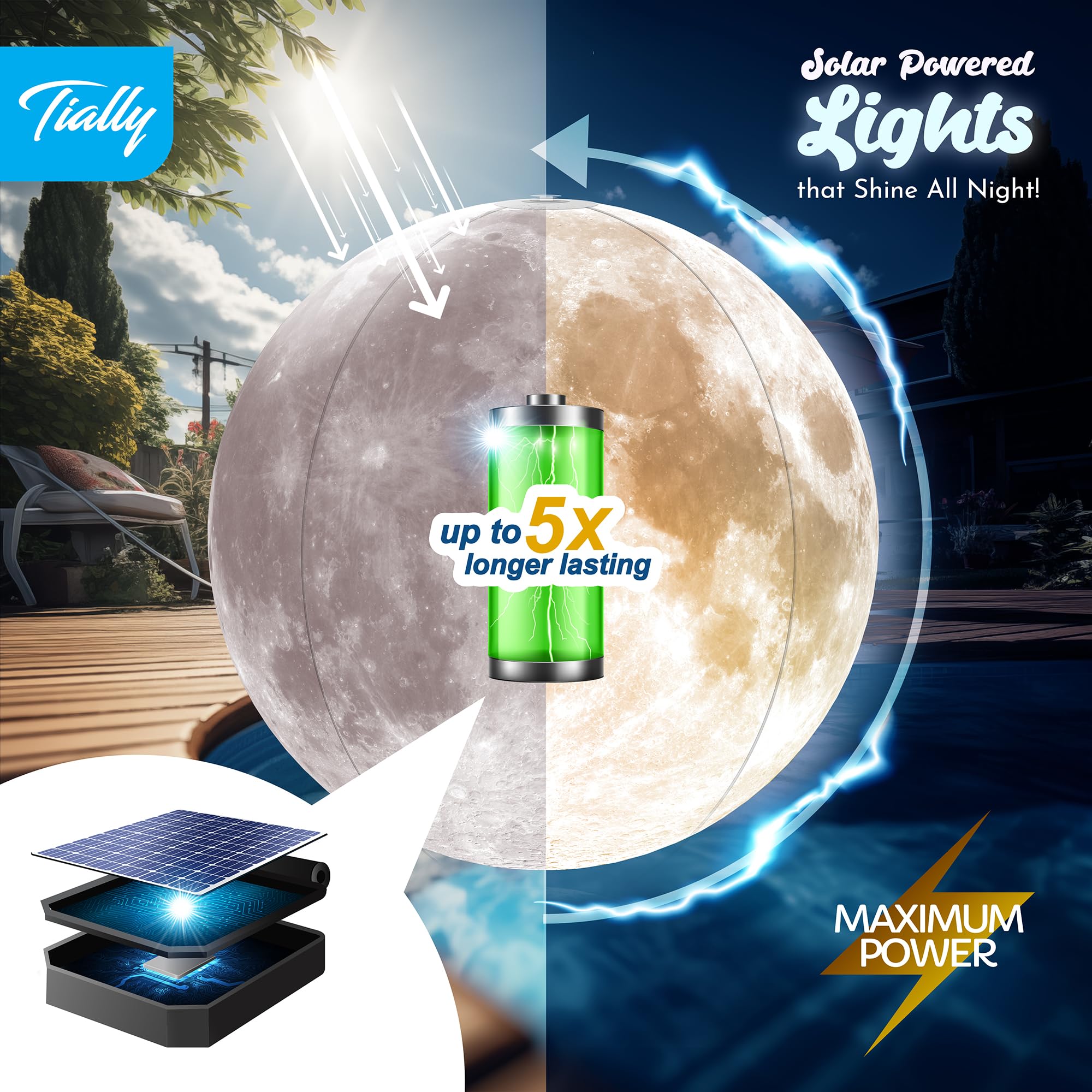 TIALLY Full Moon Floating Pool Light in a pool