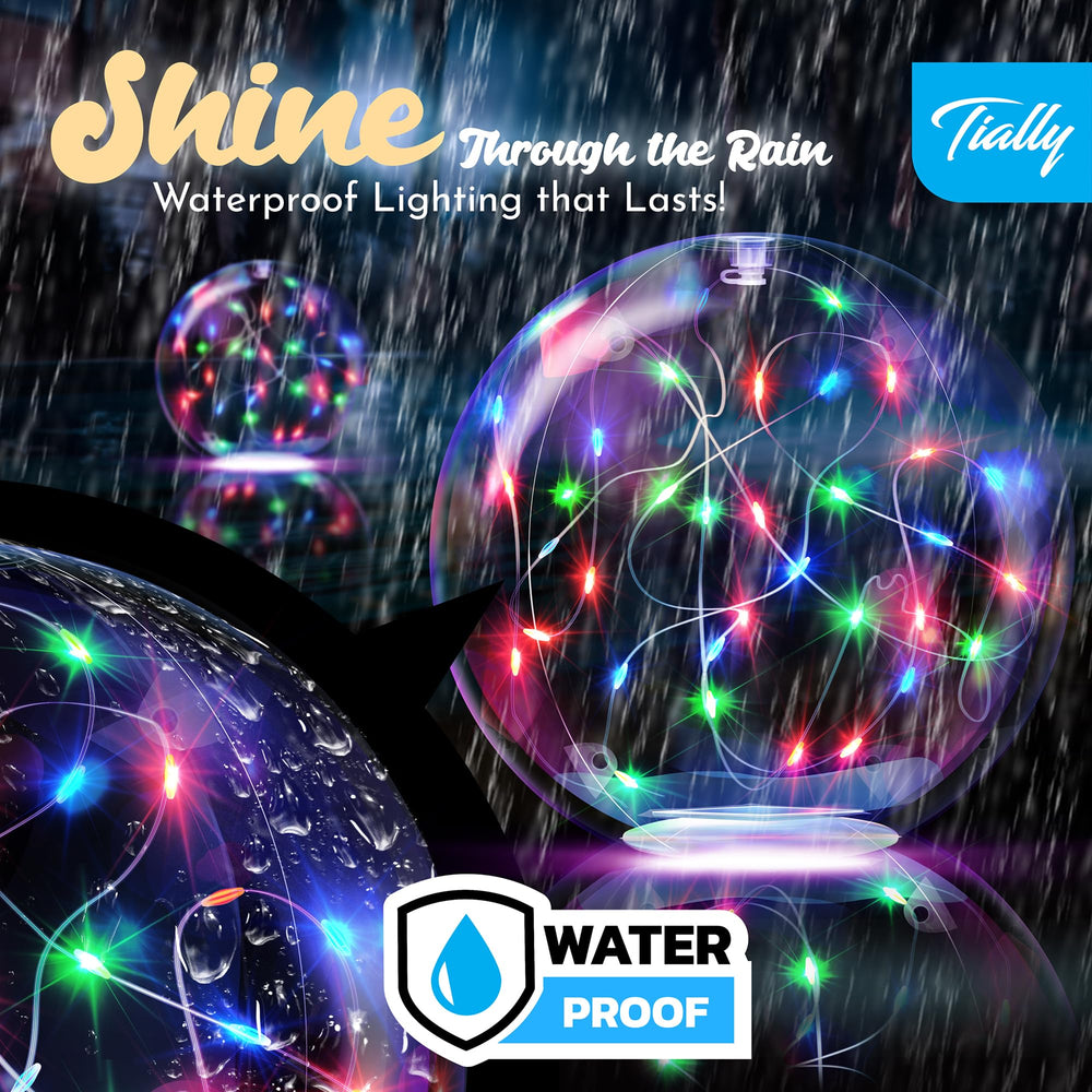 TIALLY solar floating pool lights floating in a swimming pool