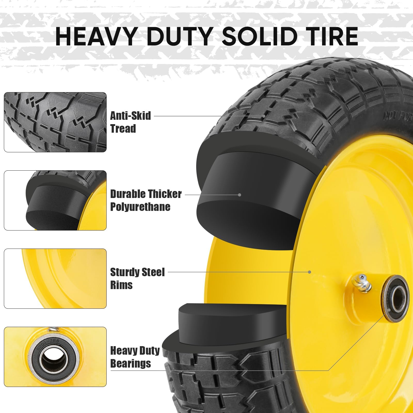 TICONN 4.80/4.00-8 wheelbarrow tire side view