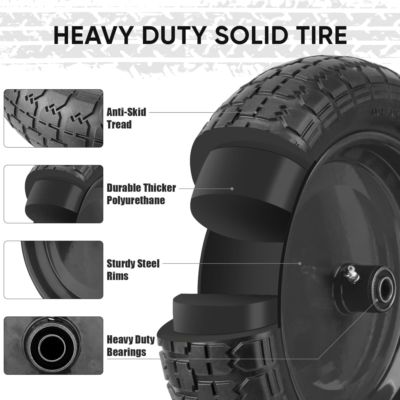 TICONN 4.80/4.00-8 wheelbarrow tire side view