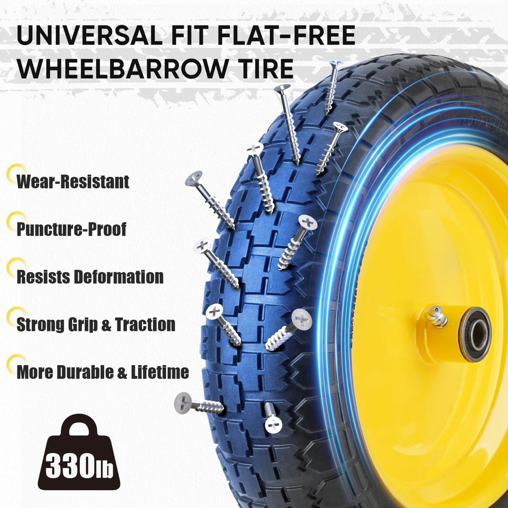 TICONN wheelbarrow tire with adapter kit components