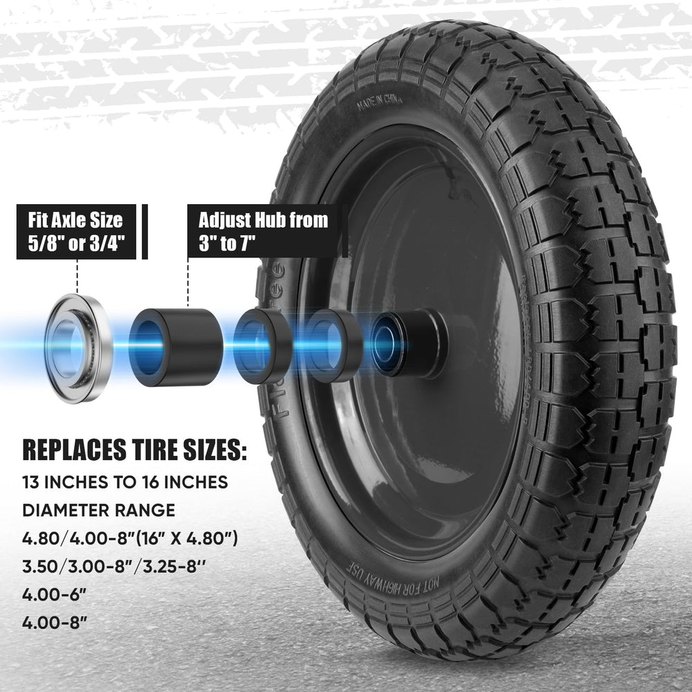 TICONN wheelbarrow tire with adapter kit packaging
